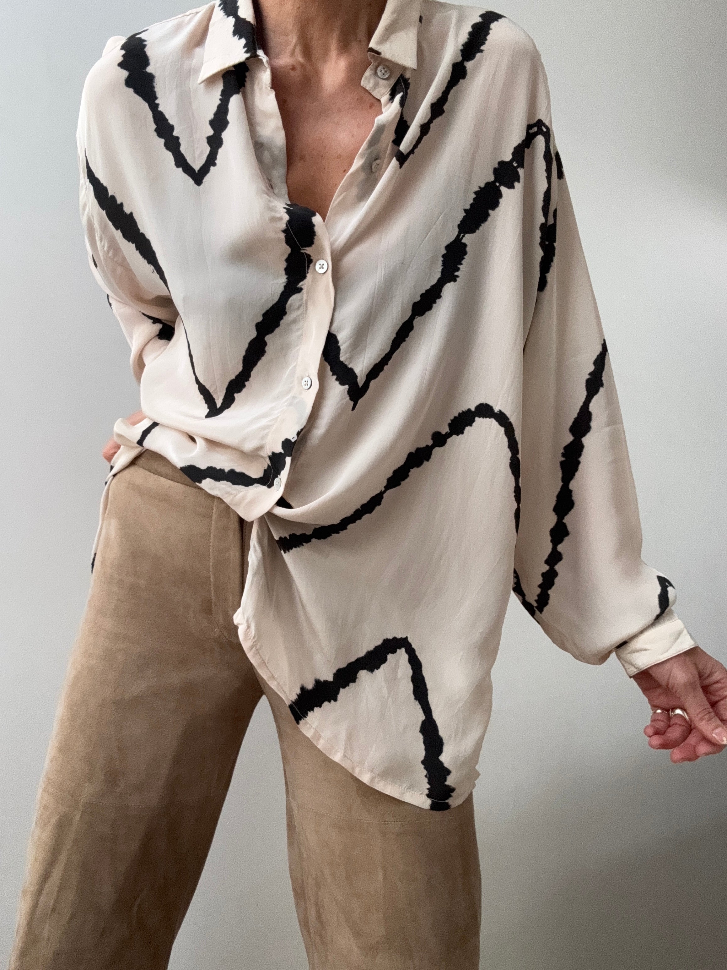 Nous Antwerp Shirts Meganne Blouse Tie Dye Cream