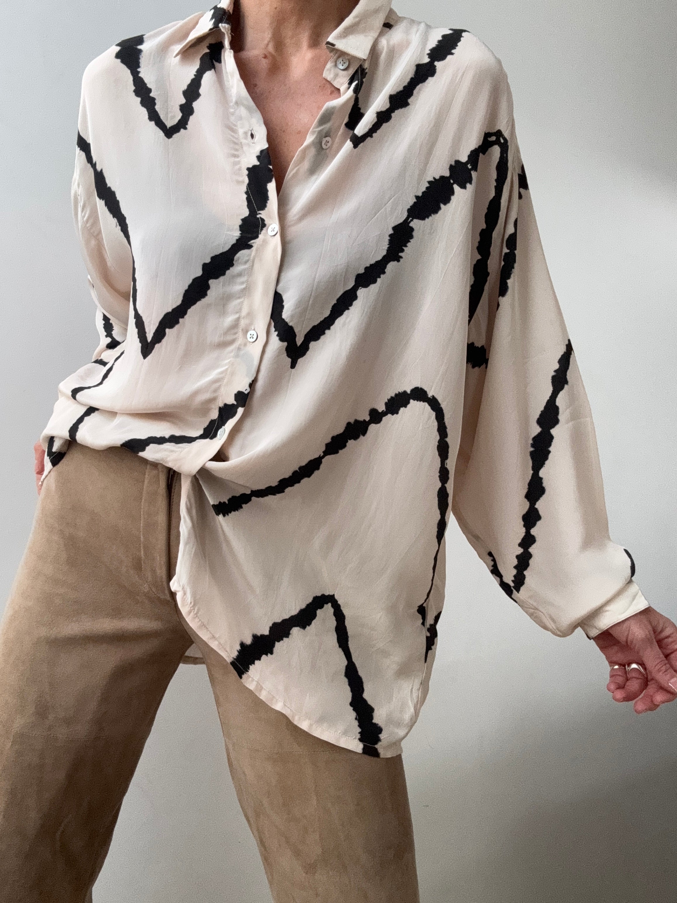 Nous Antwerp Shirts Meganne Blouse Tie Dye Cream