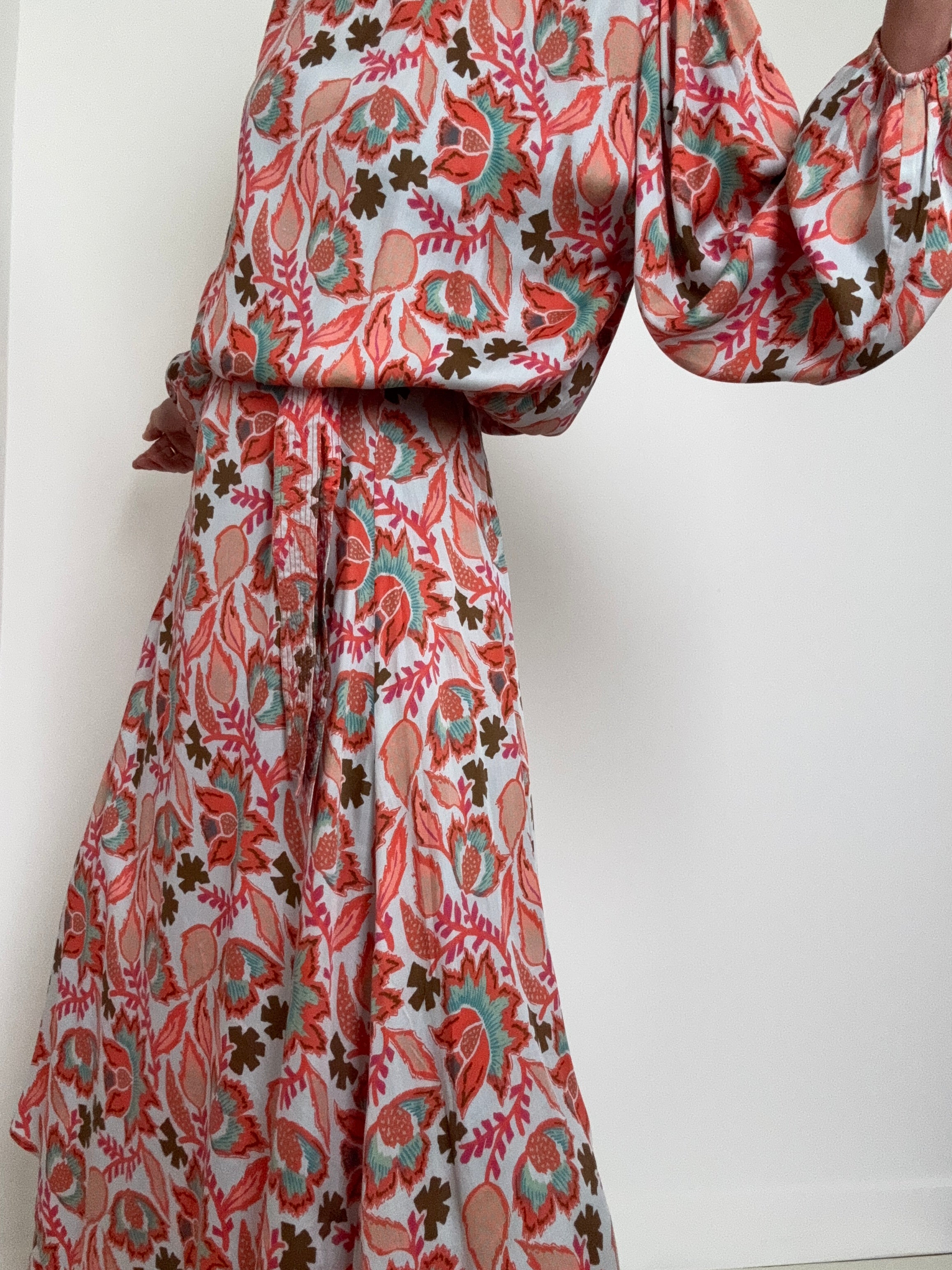 Sunset Orange Floral Wrap Skirt | Skirts