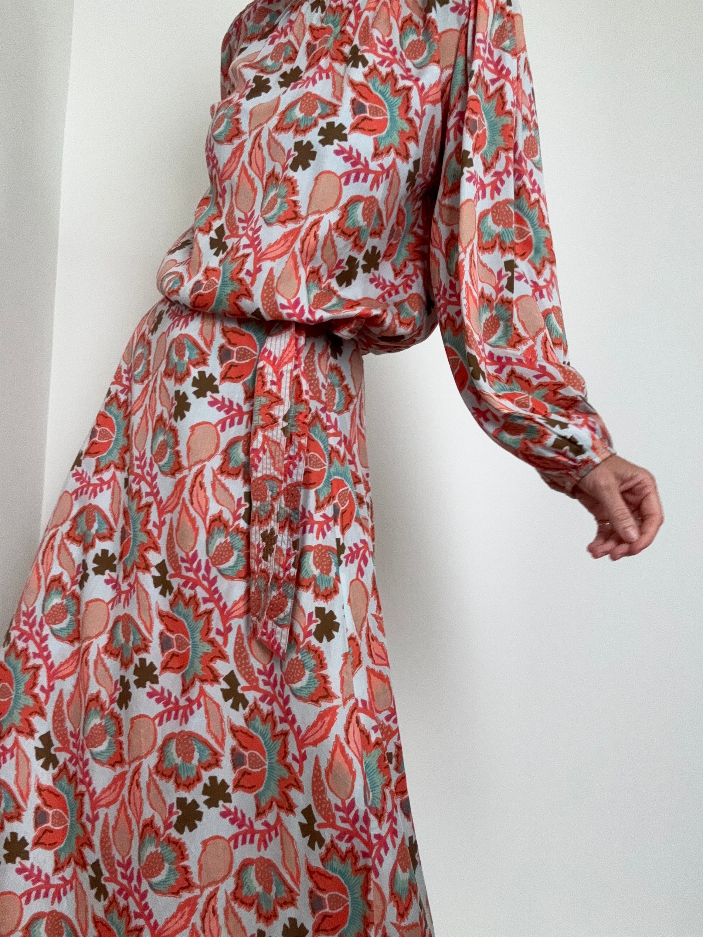 Sunset Orange Floral Wrap Skirt | Skirts