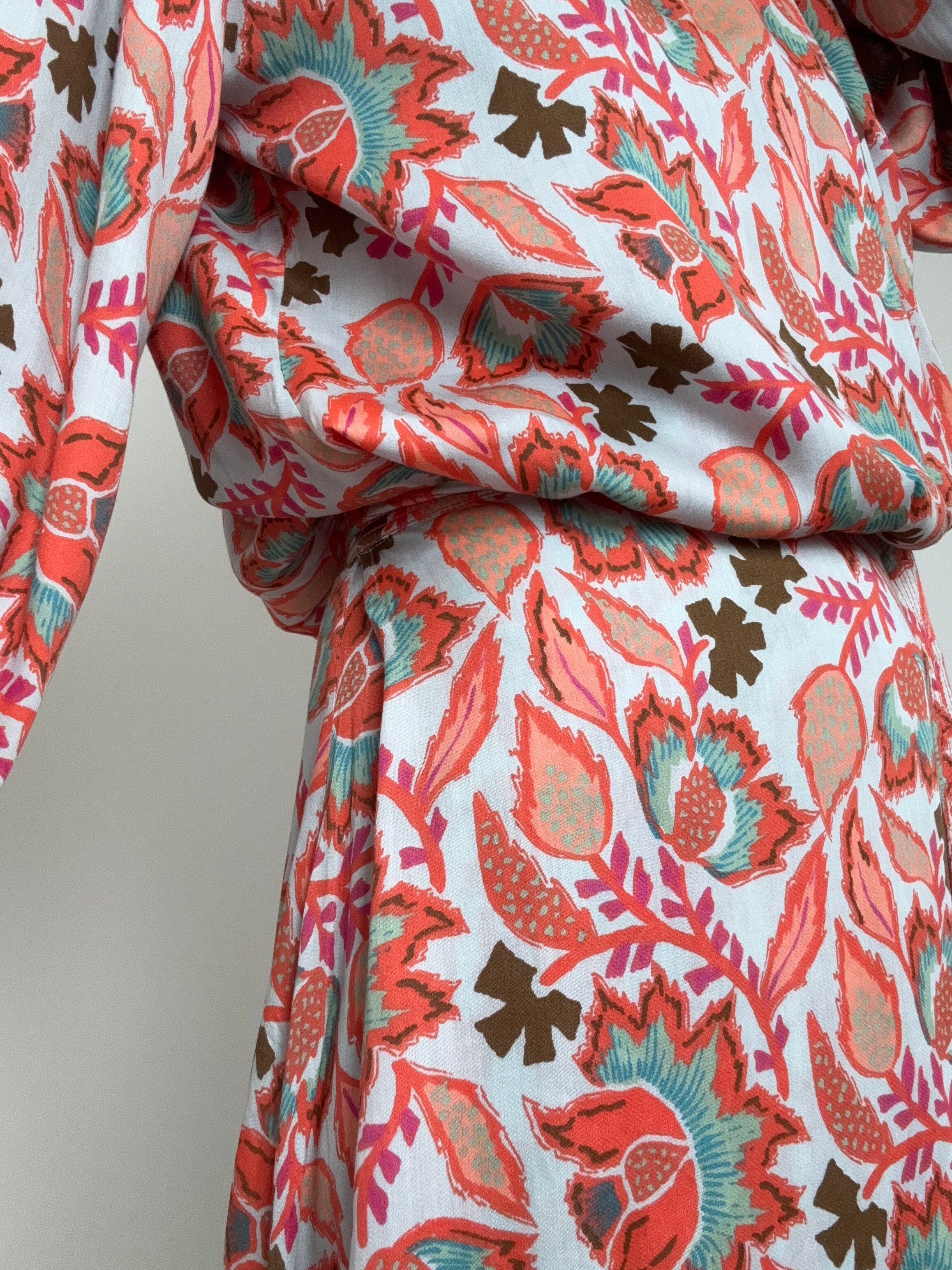 Sunset Orange Floral Blouse | Tops