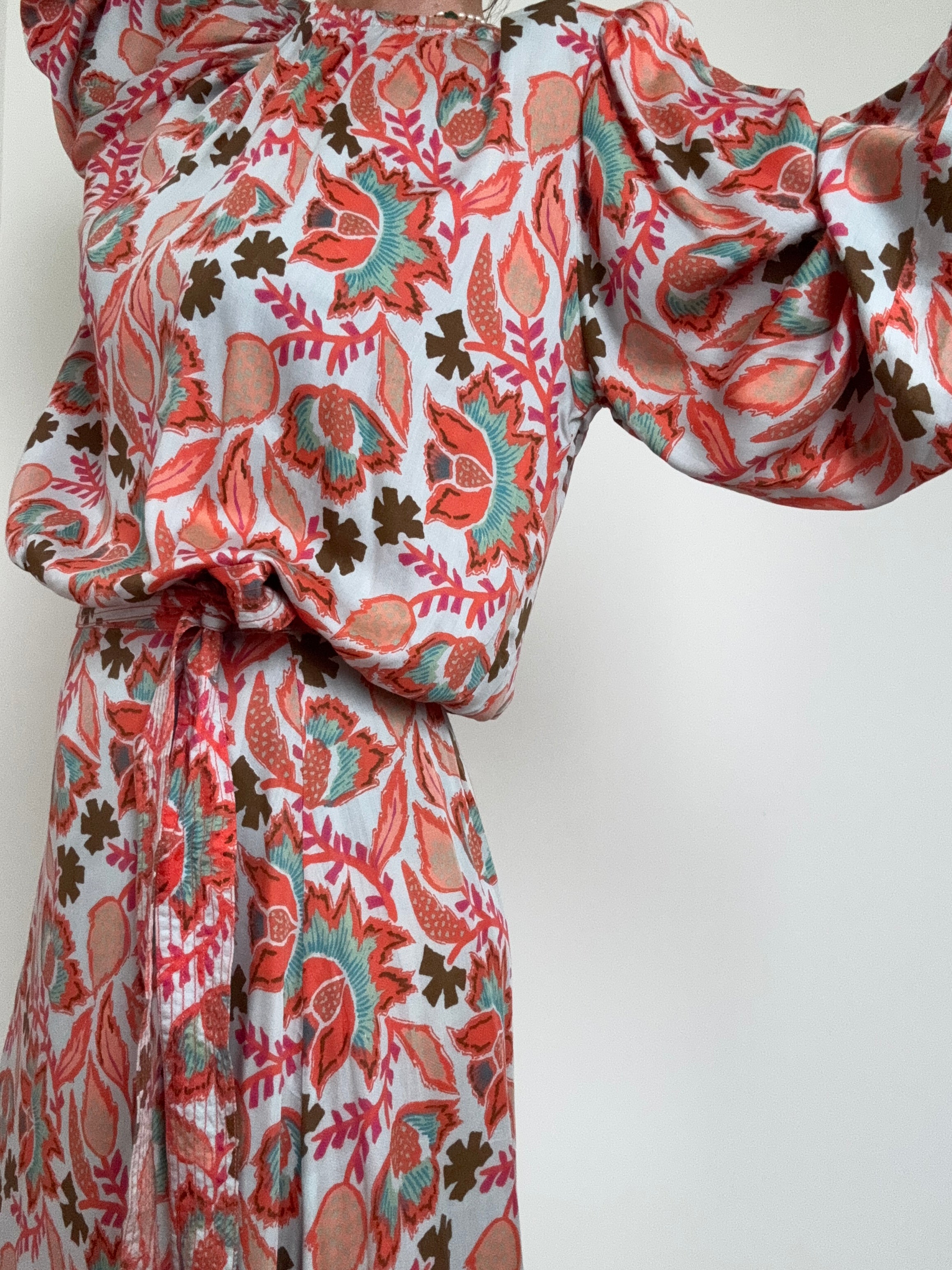 Sunset Orange Floral Blouse | Tops