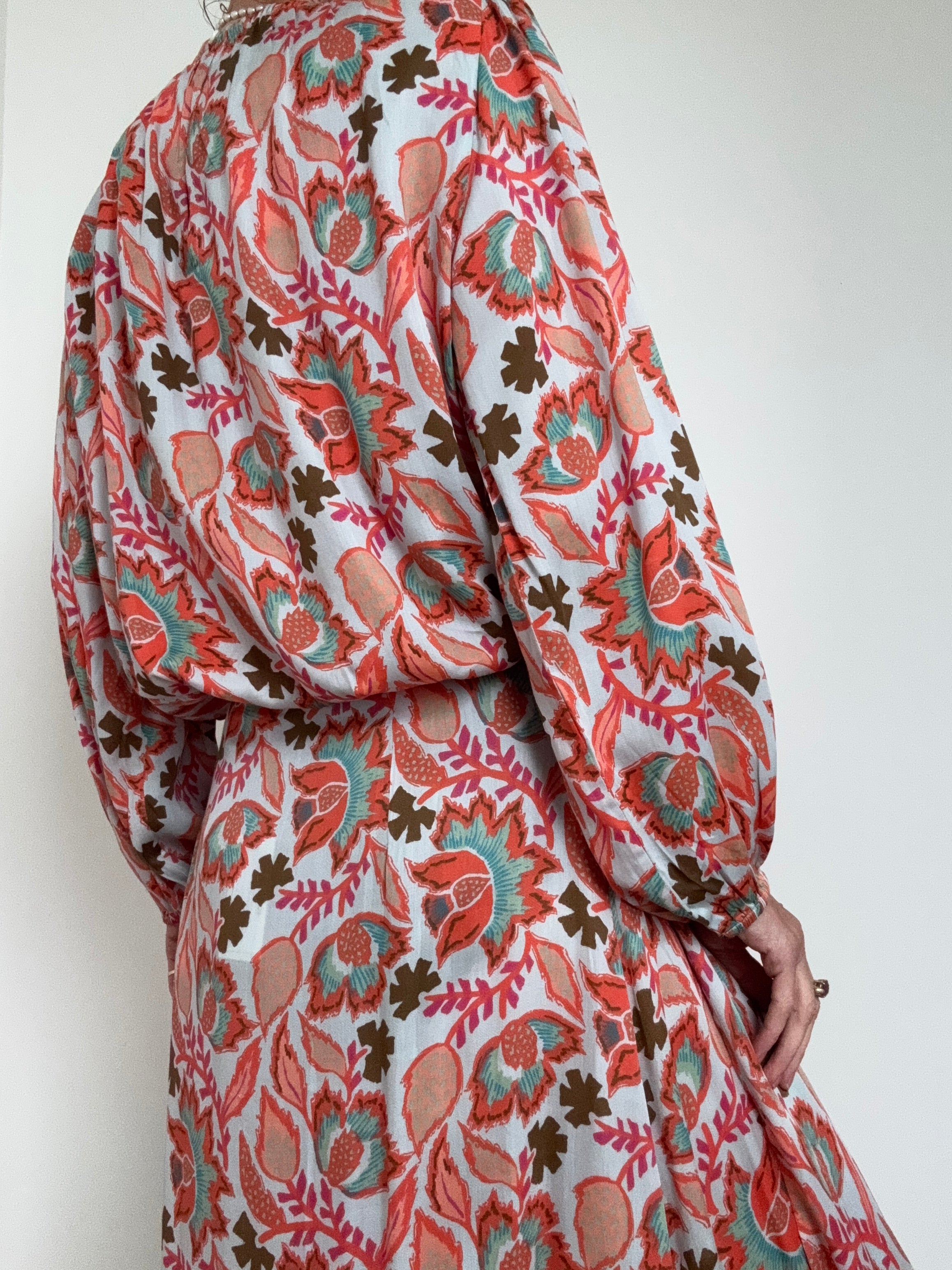 Sunset Orange Floral Blouse | Tops