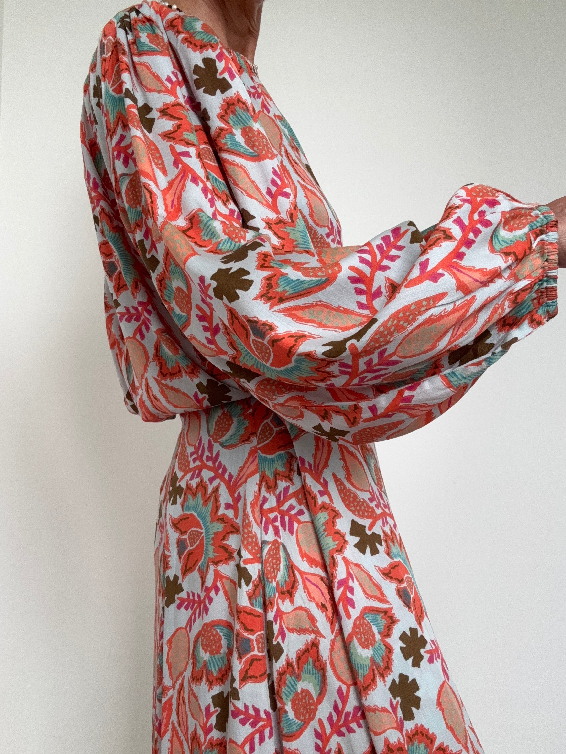 Sunset Orange Floral Blouse | Tops