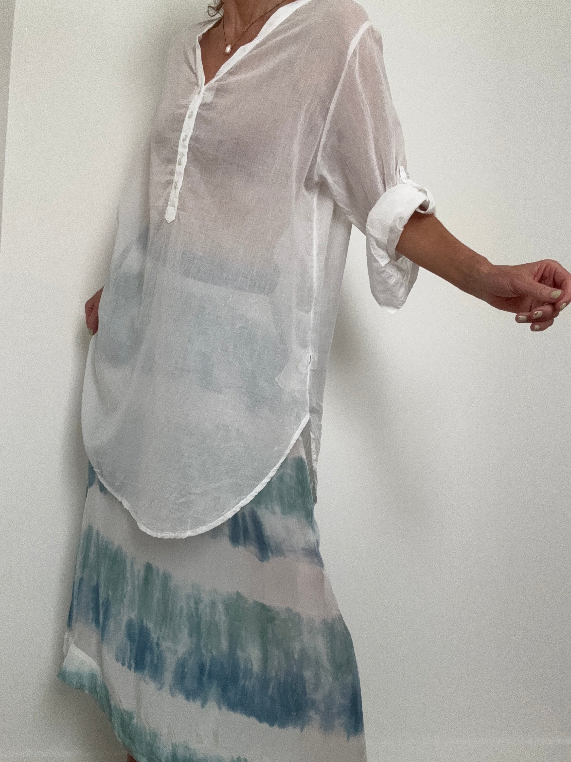 Cotton Voile Shirt White | Tops