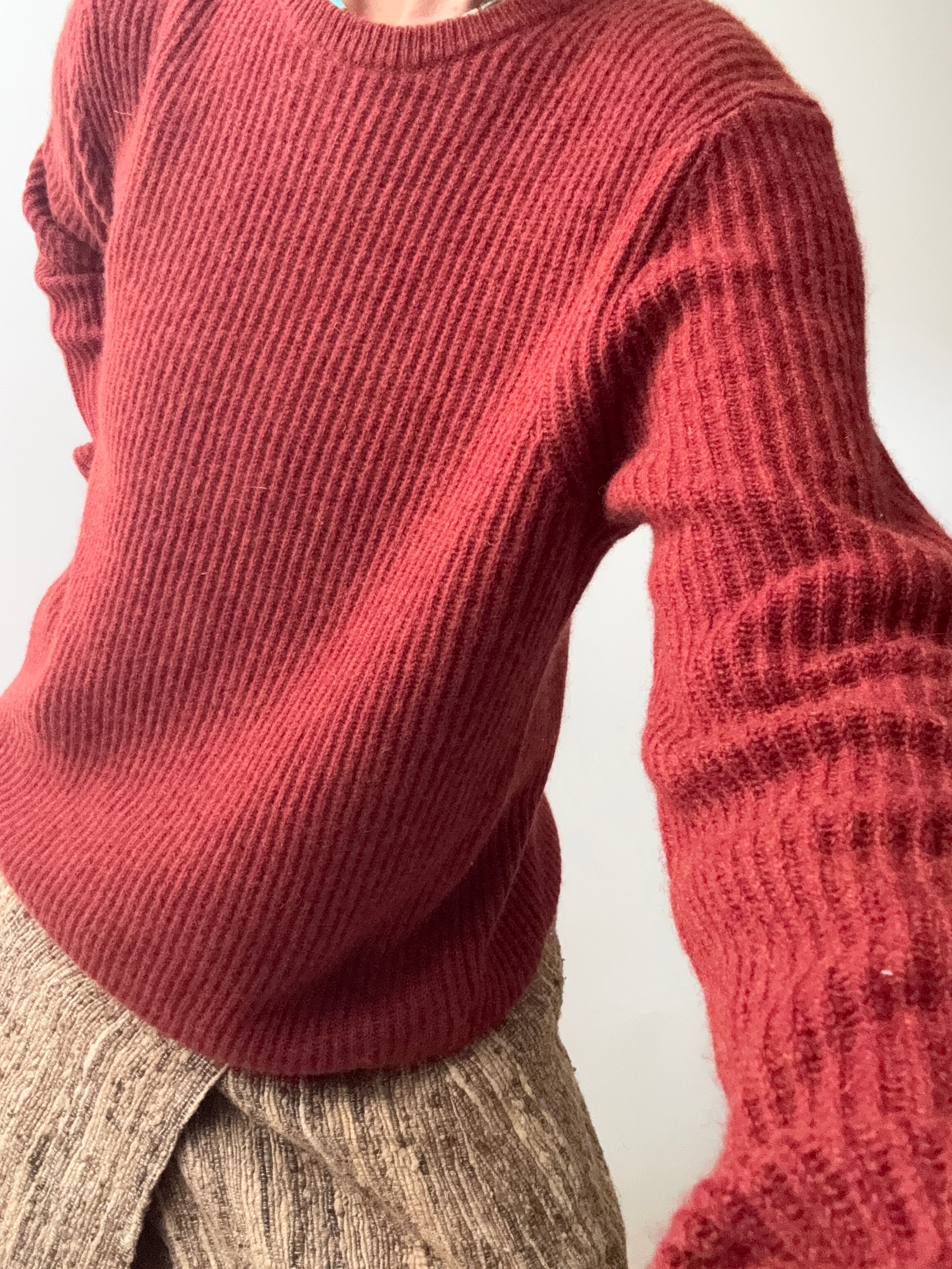 Paul Costelloe Jumpers Rust Ribbed Lambwool Knit