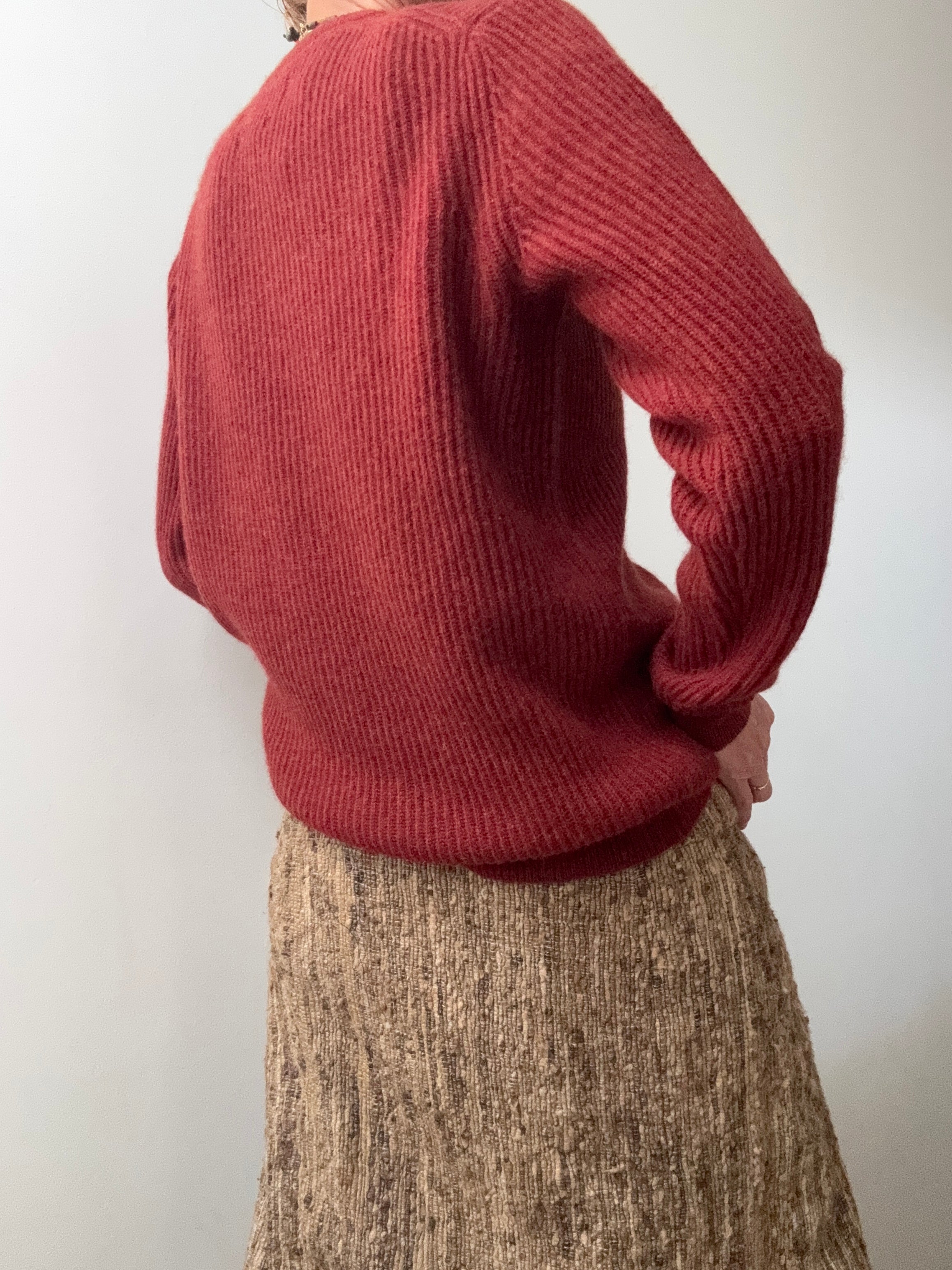 Paul Costelloe Jumpers Rust Ribbed Lambwool Knit