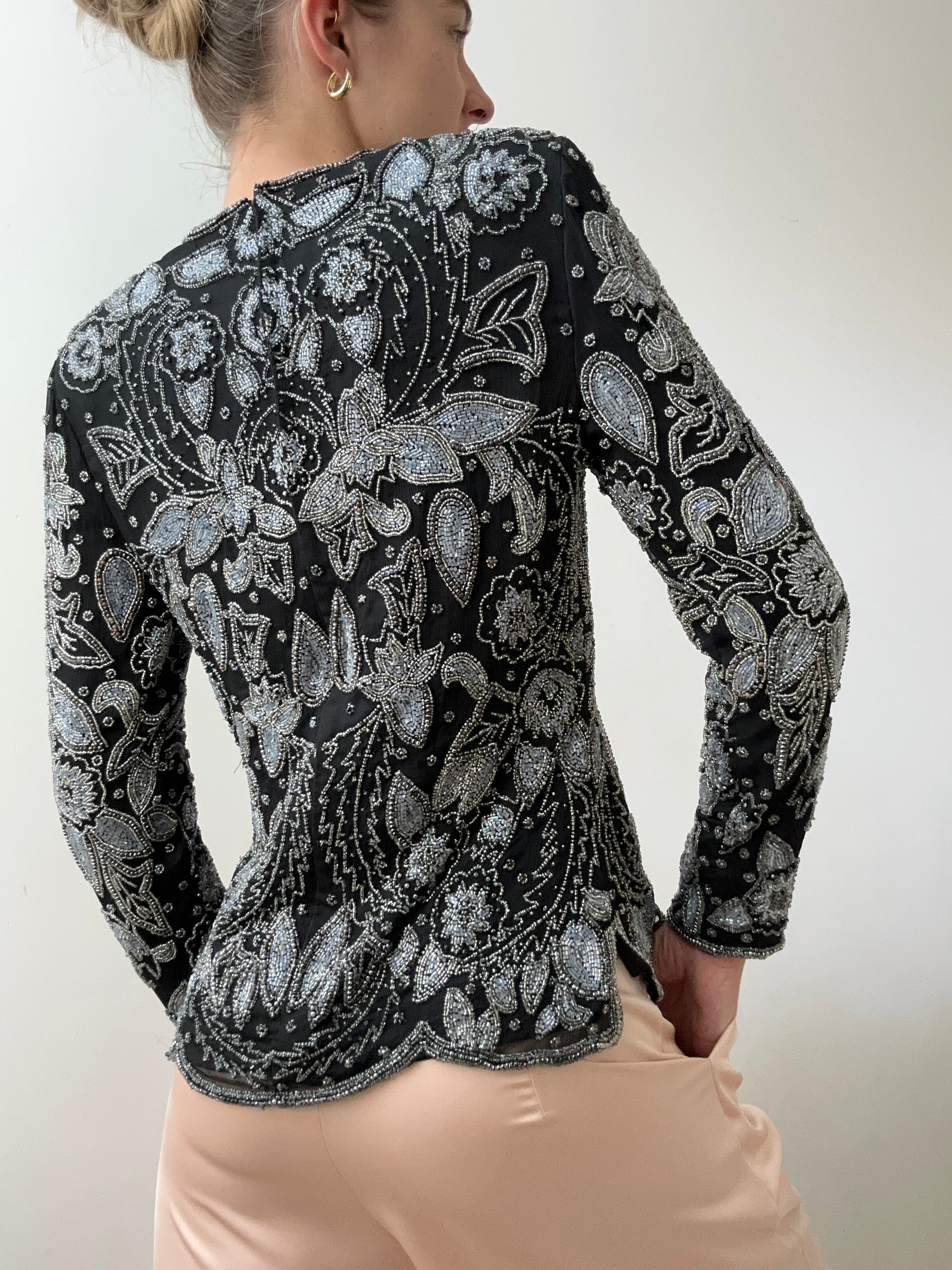 Praderio Tops Medium Blue And Silver Bead Top