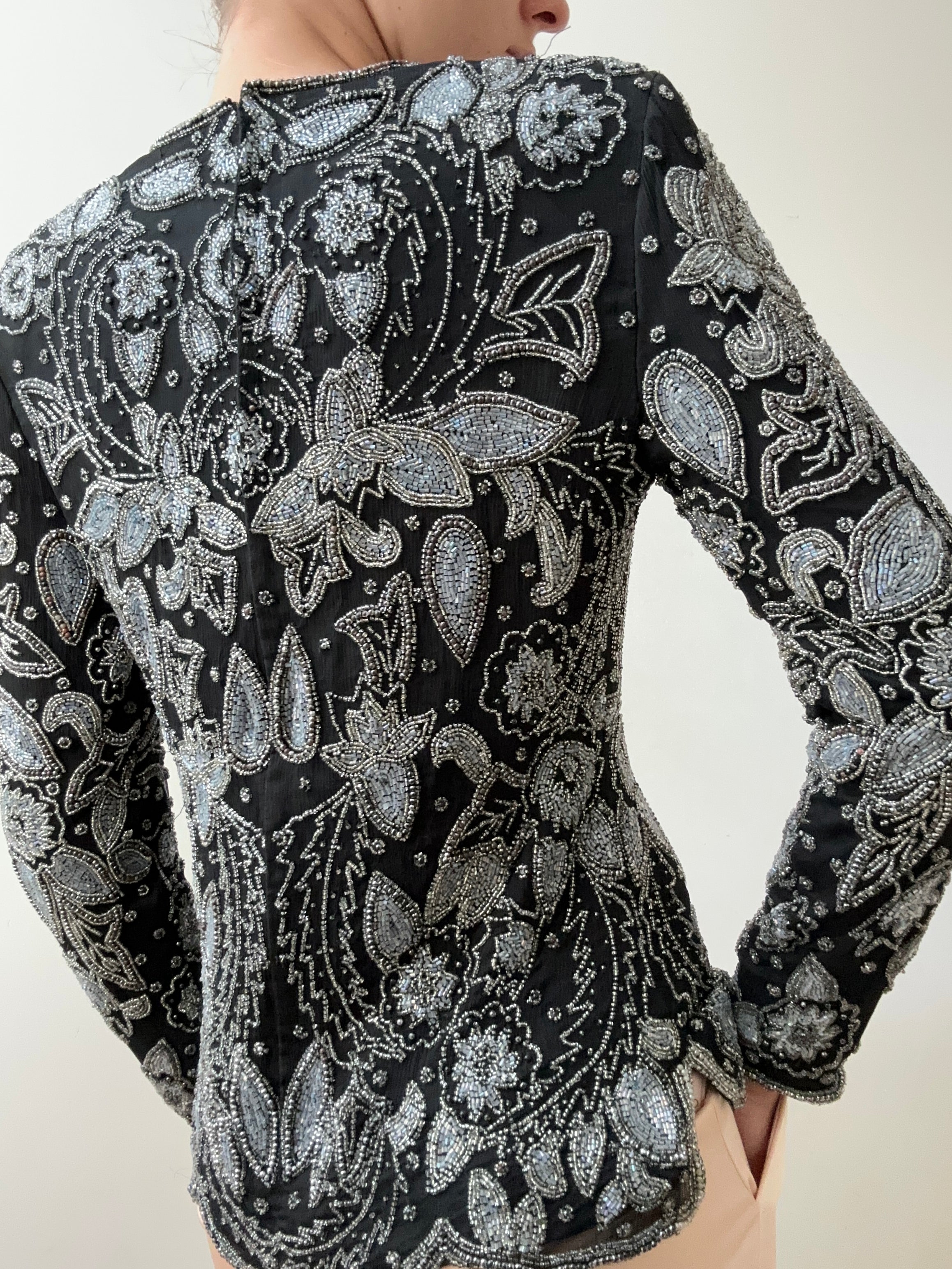 Praderio Tops Medium Blue And Silver Bead Top