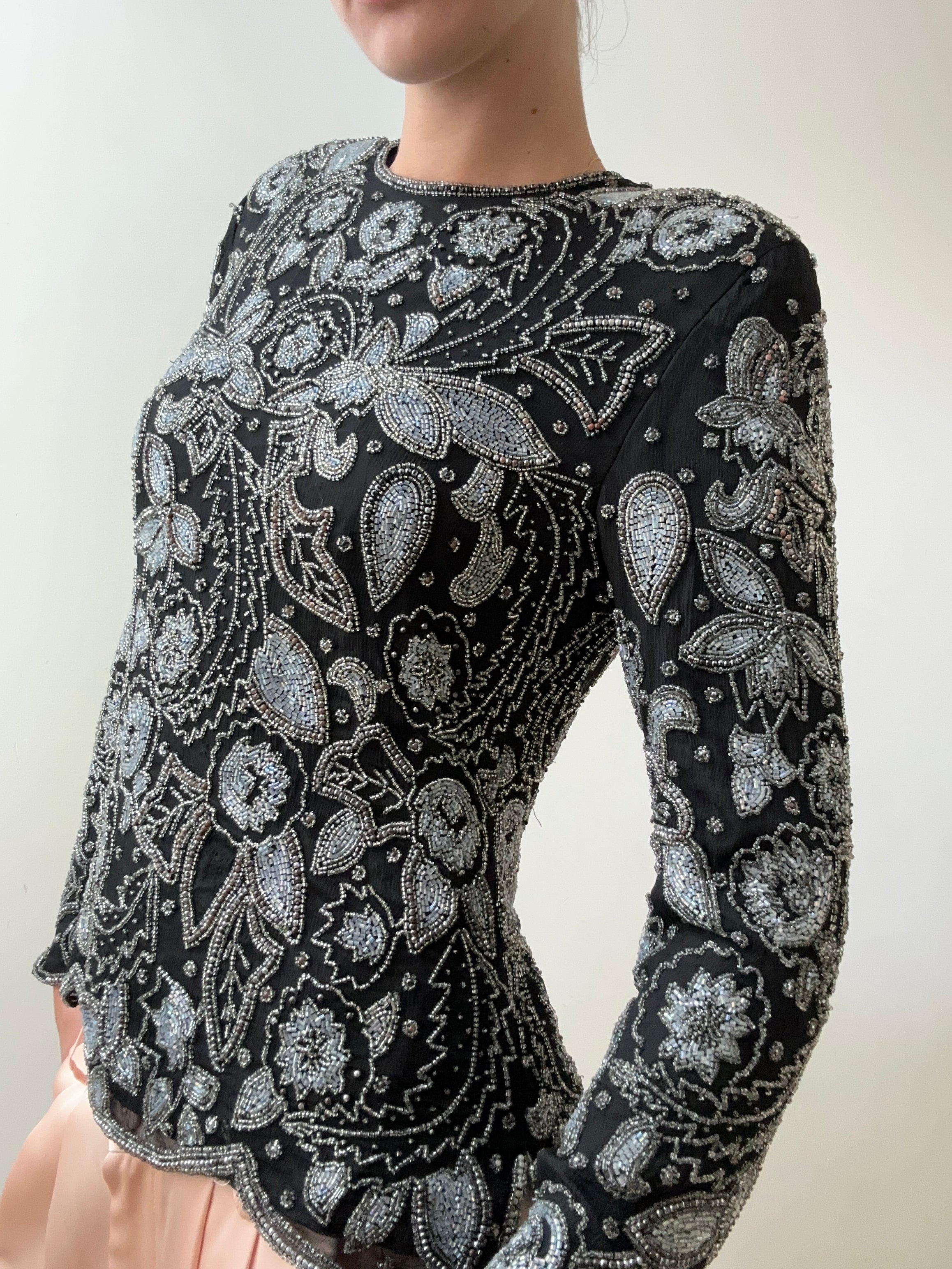 Praderio Tops Medium Blue And Silver Bead Top