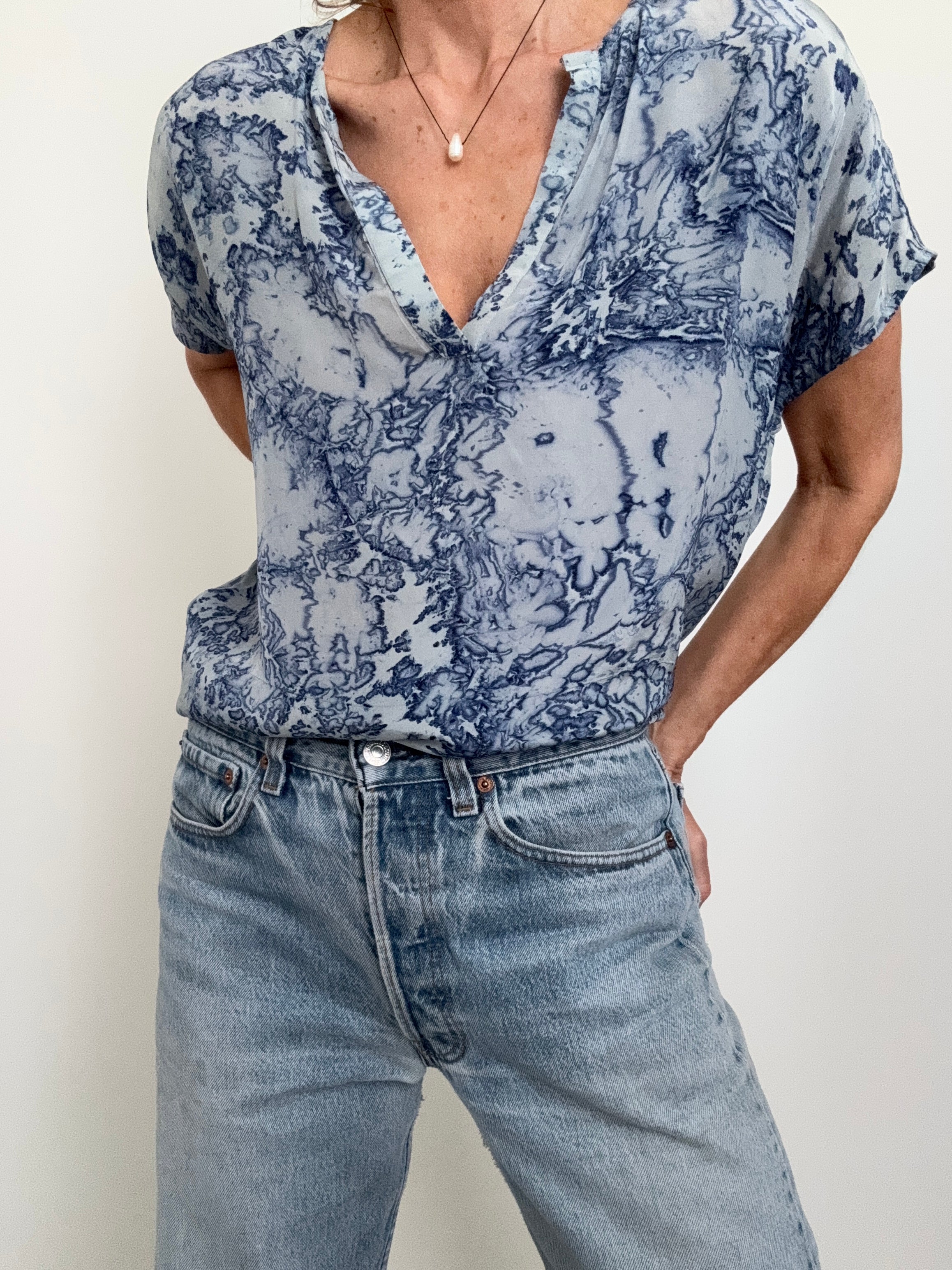 Lulu Blouse Blue Marble | Blouses