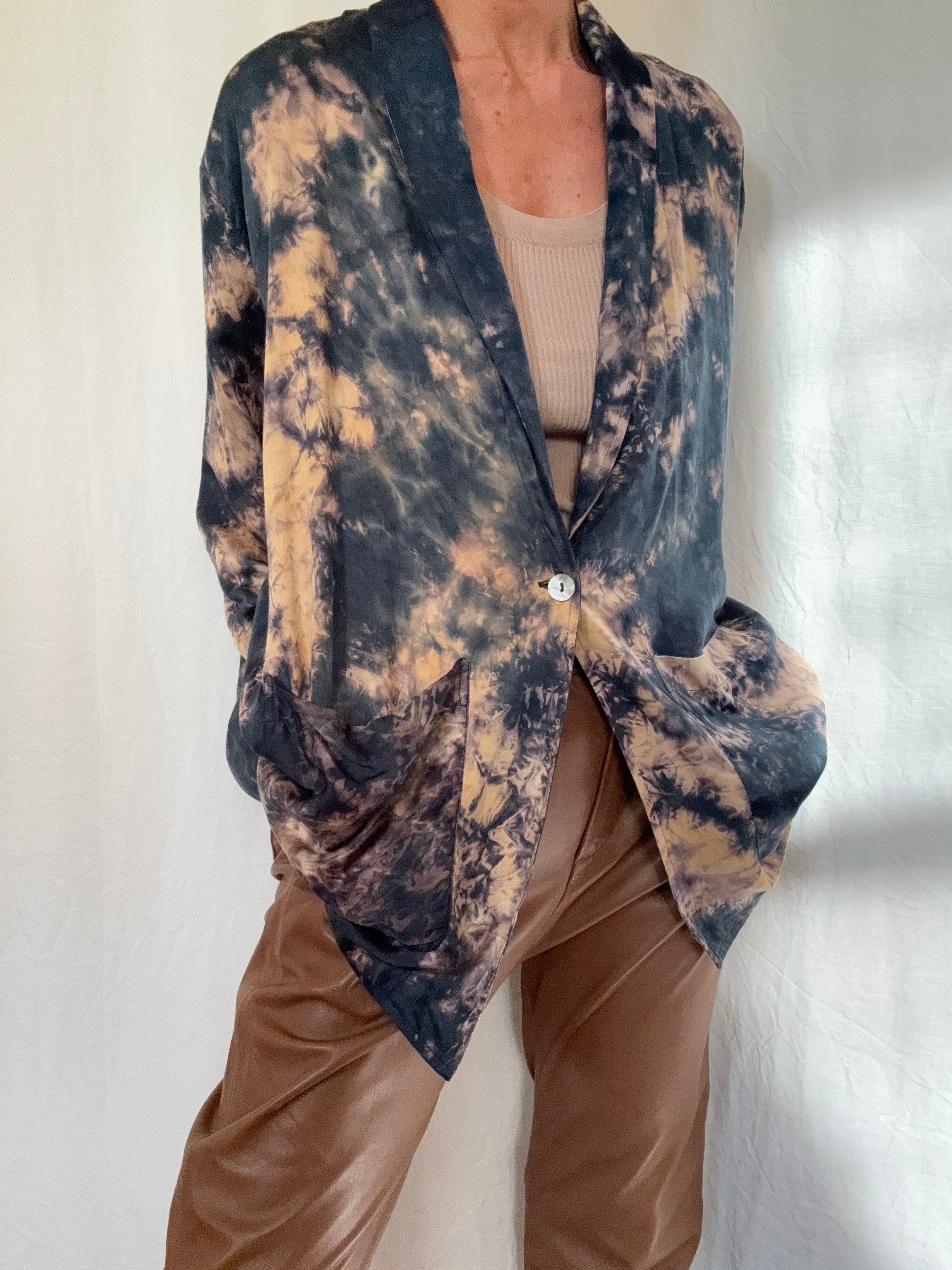 Project AJ 117 Blouses Silk Felicity Blouse Dusk Tiedye