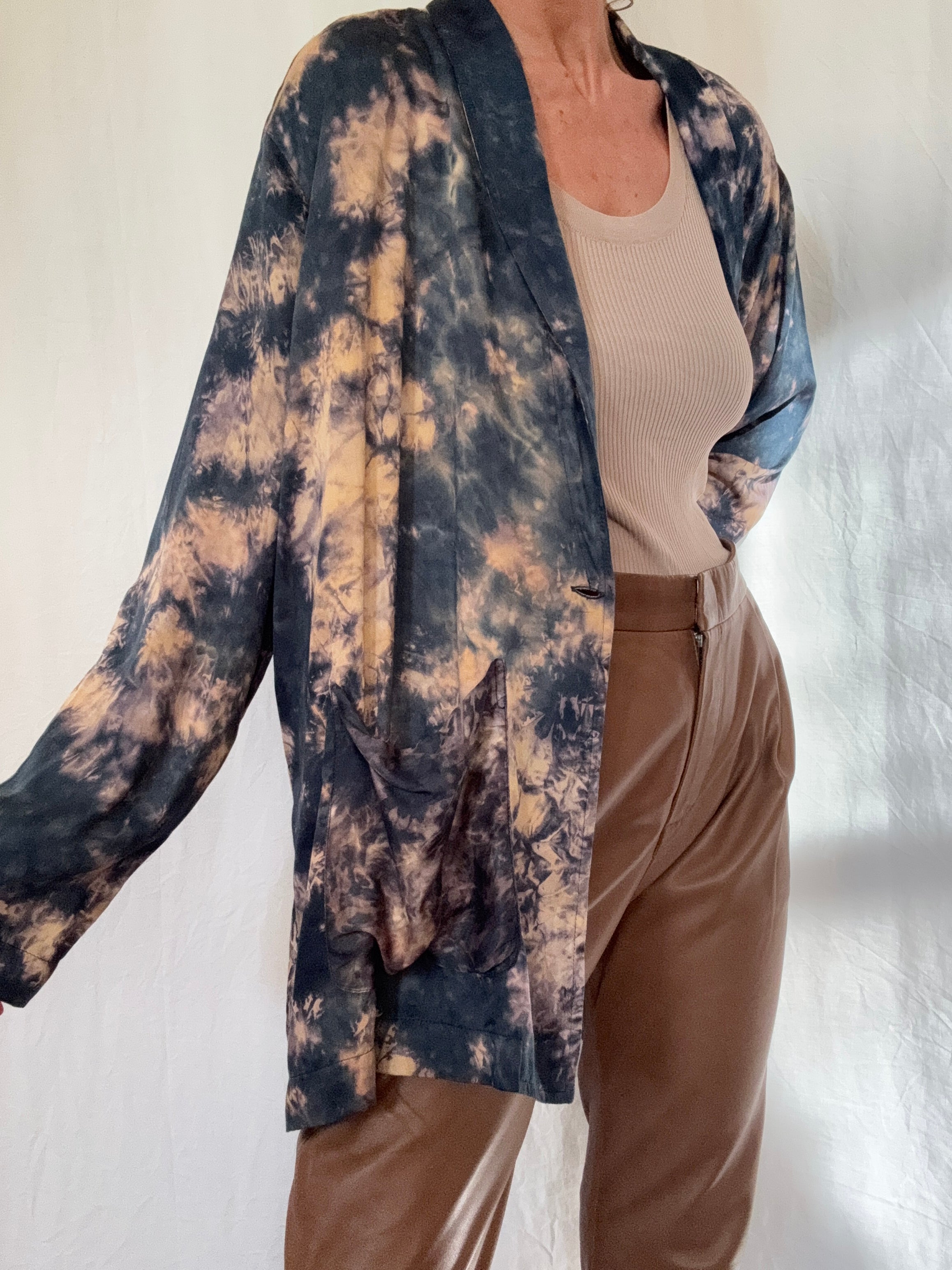 Project AJ 117 Blouses Silk Felicity Blouse Dusk Tiedye