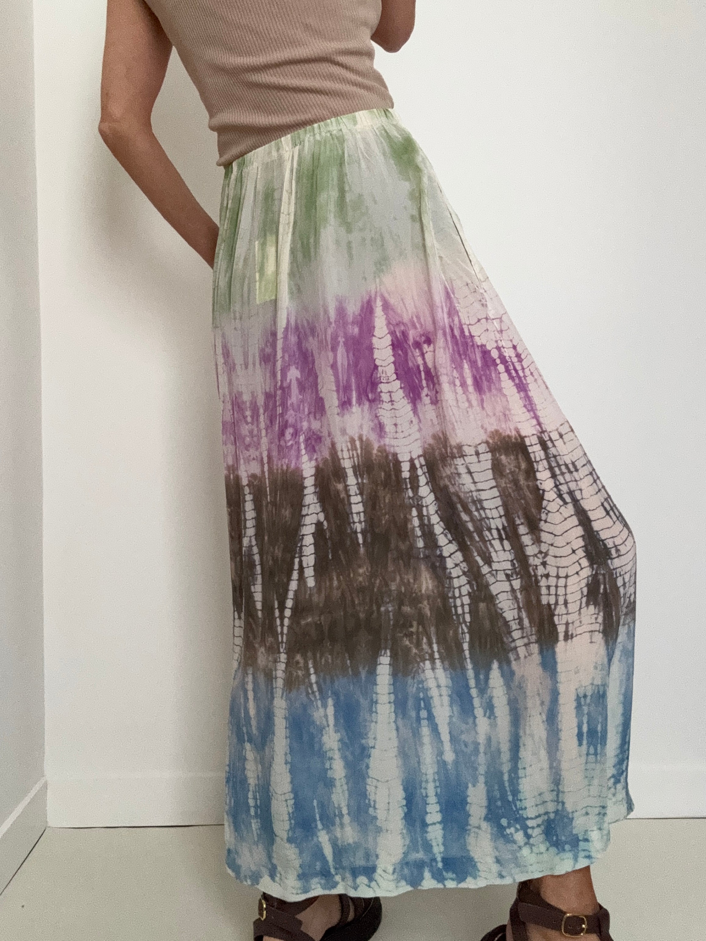 Project AJ 117 Skirts Silk Flora Skirt Multi Tiedye Purple