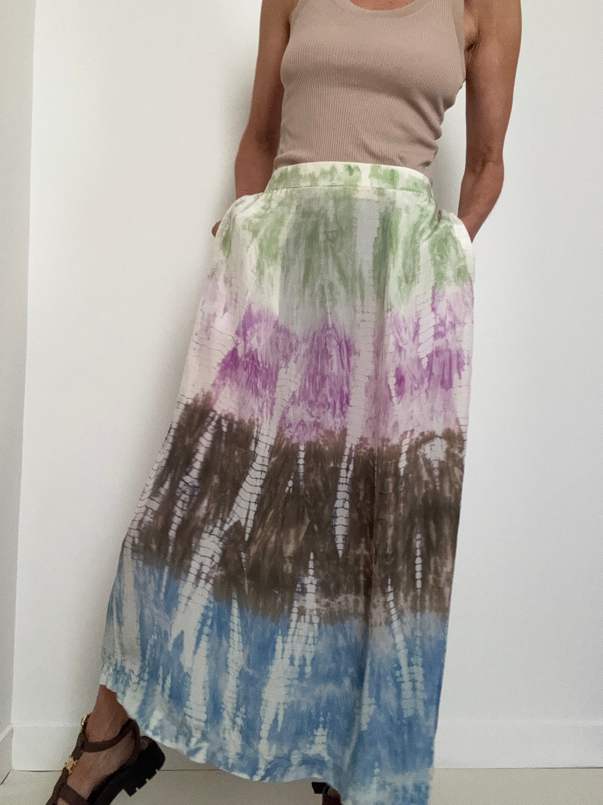 Project AJ 117 Skirts Silk Flora Skirt Multi Tiedye Purple