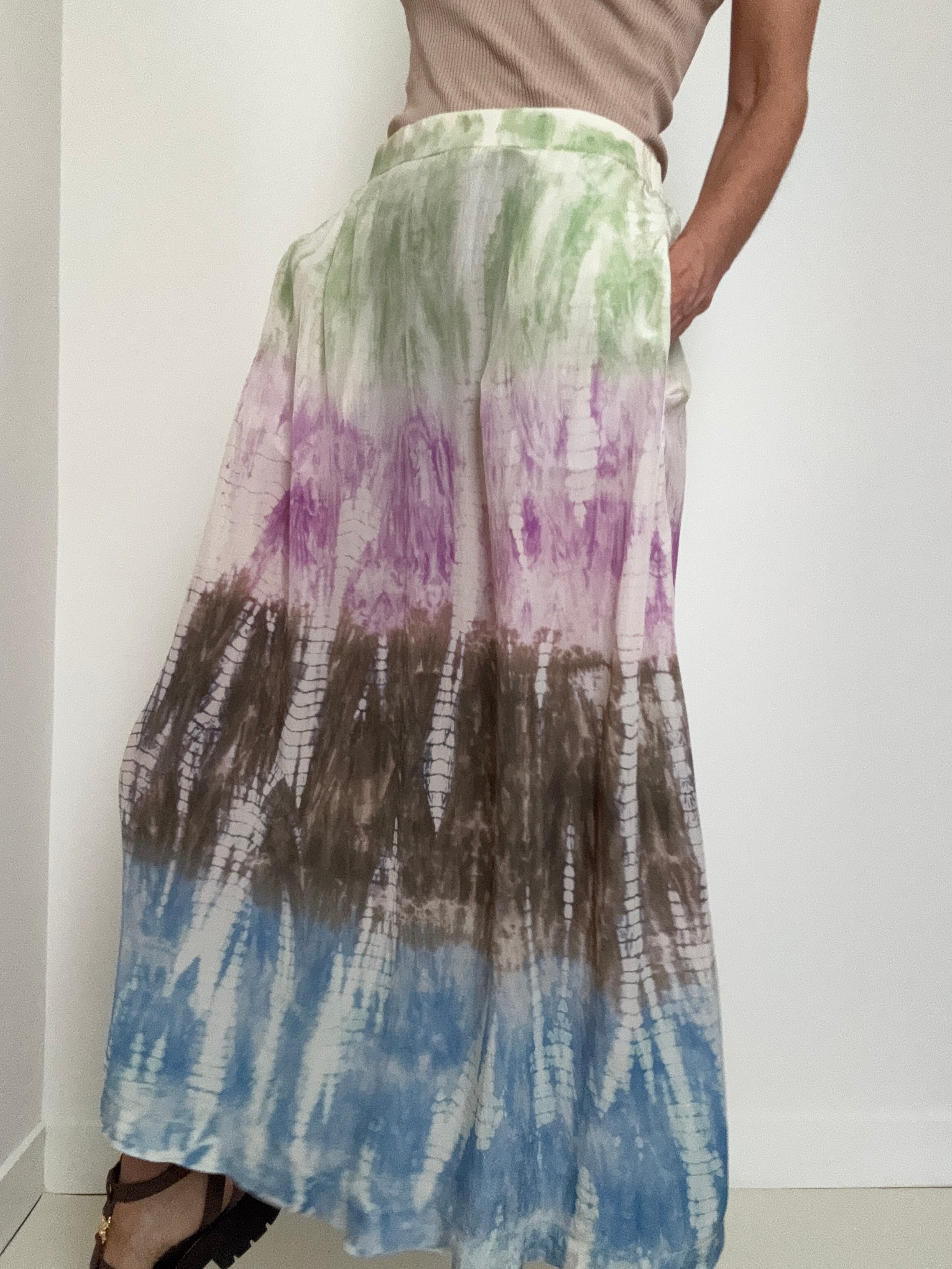 Project AJ 117 Skirts Silk Flora Skirt Multi Tiedye Purple