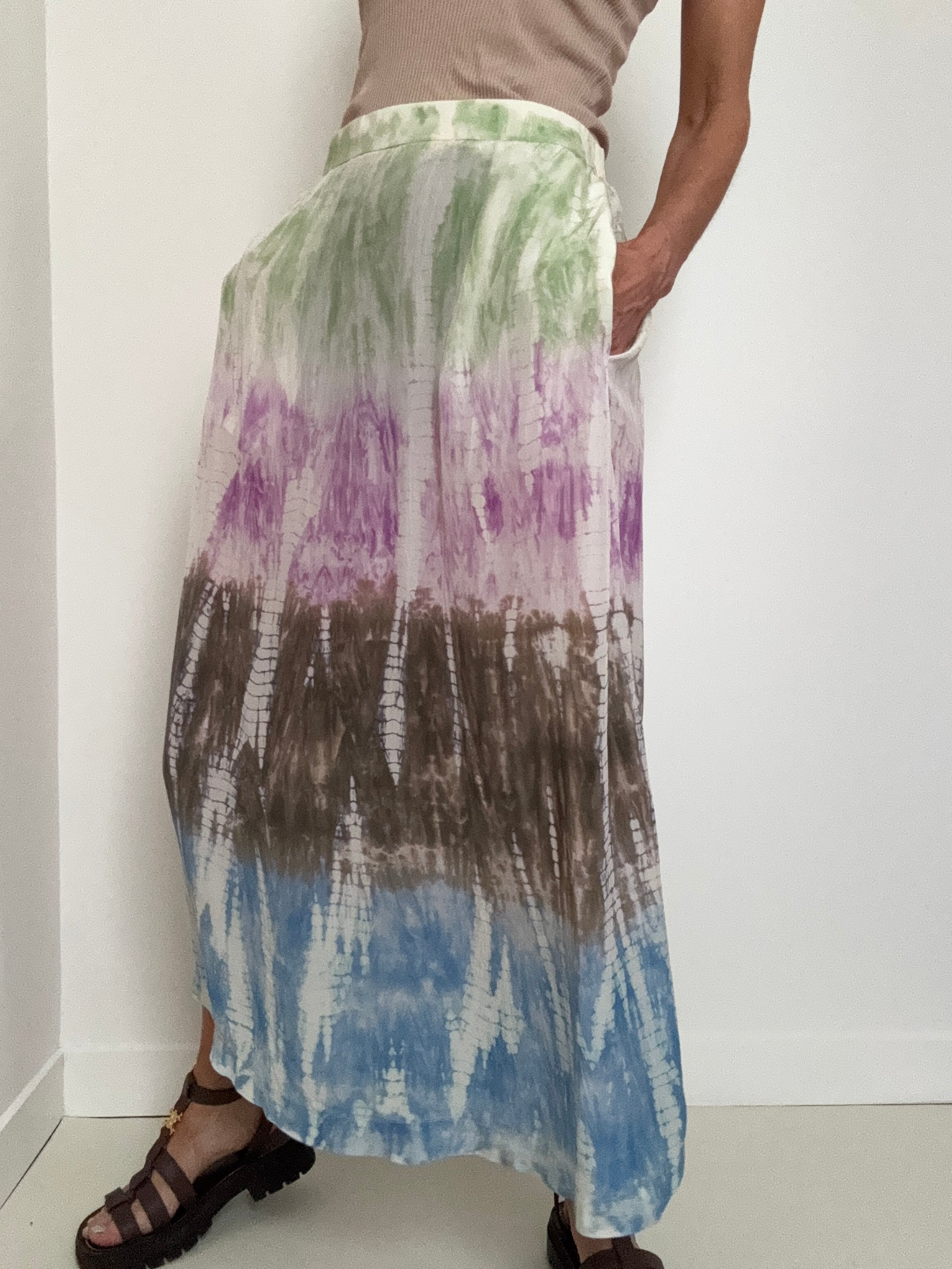 Project AJ 117 Skirts Silk Flora Skirt Multi Tiedye Purple