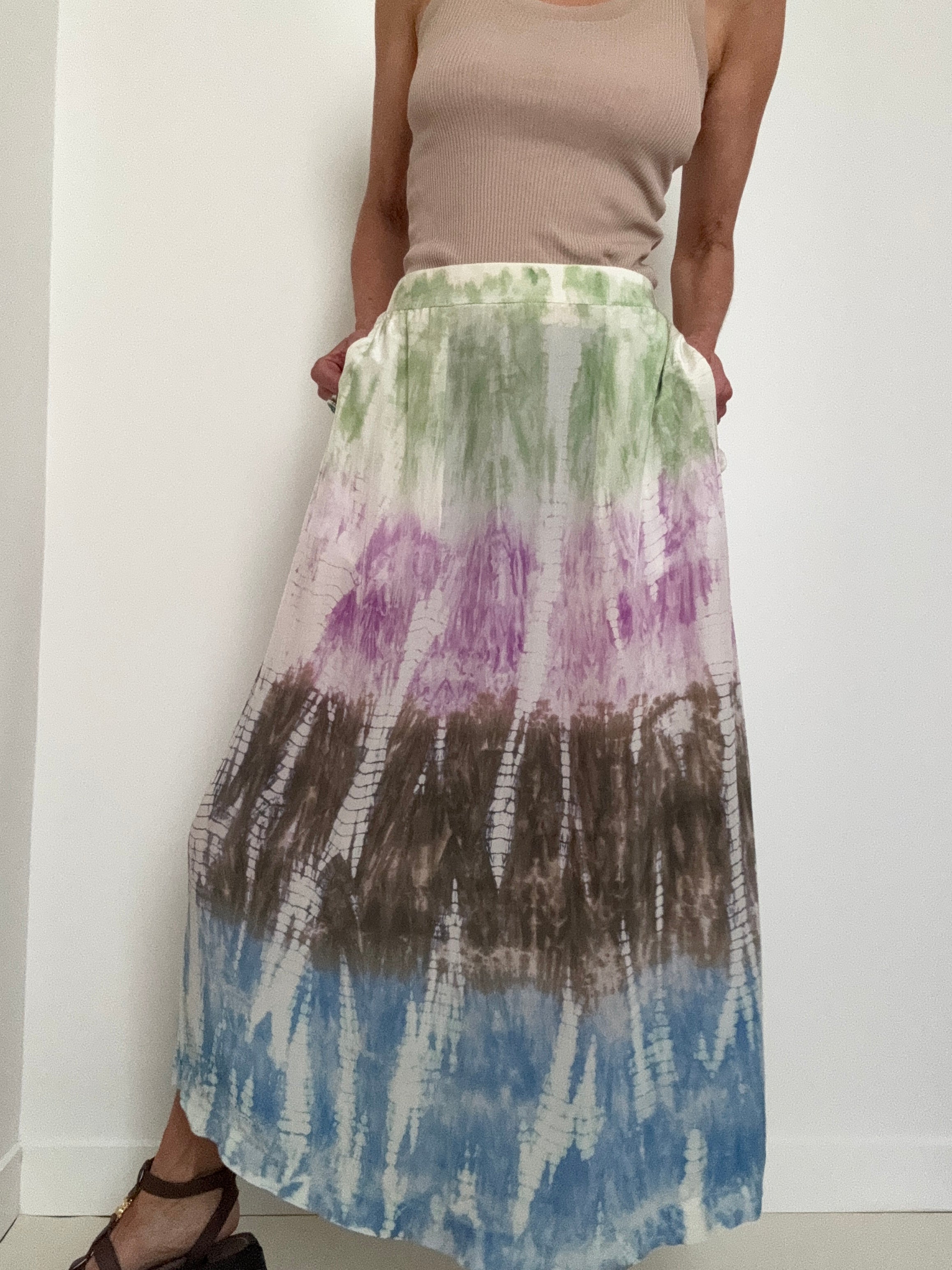 Project AJ 117 Skirts Silk Flora Skirt Multi Tiedye Purple