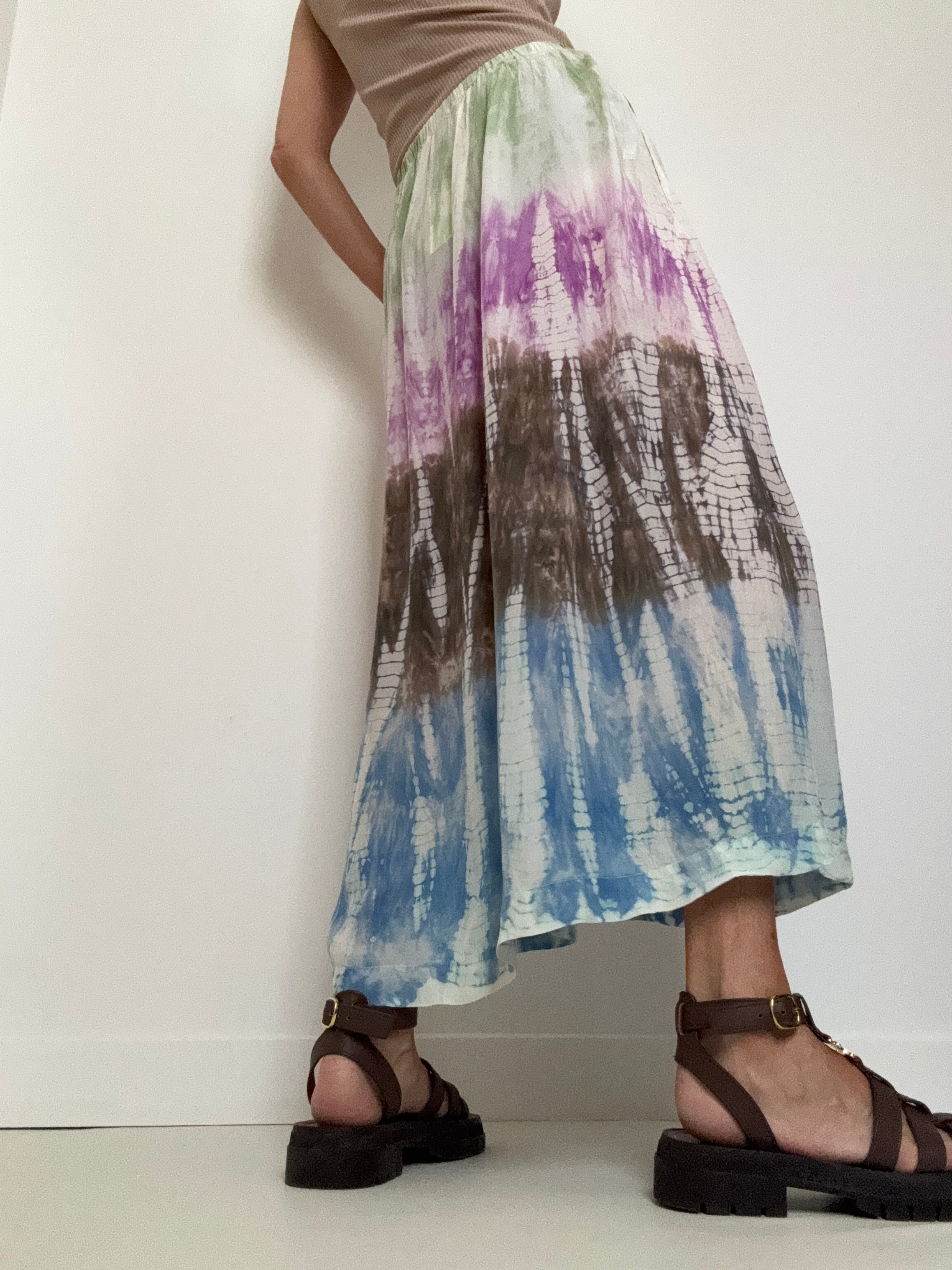 Project AJ 117 Skirts Silk Flora Skirt Multi Tiedye Purple