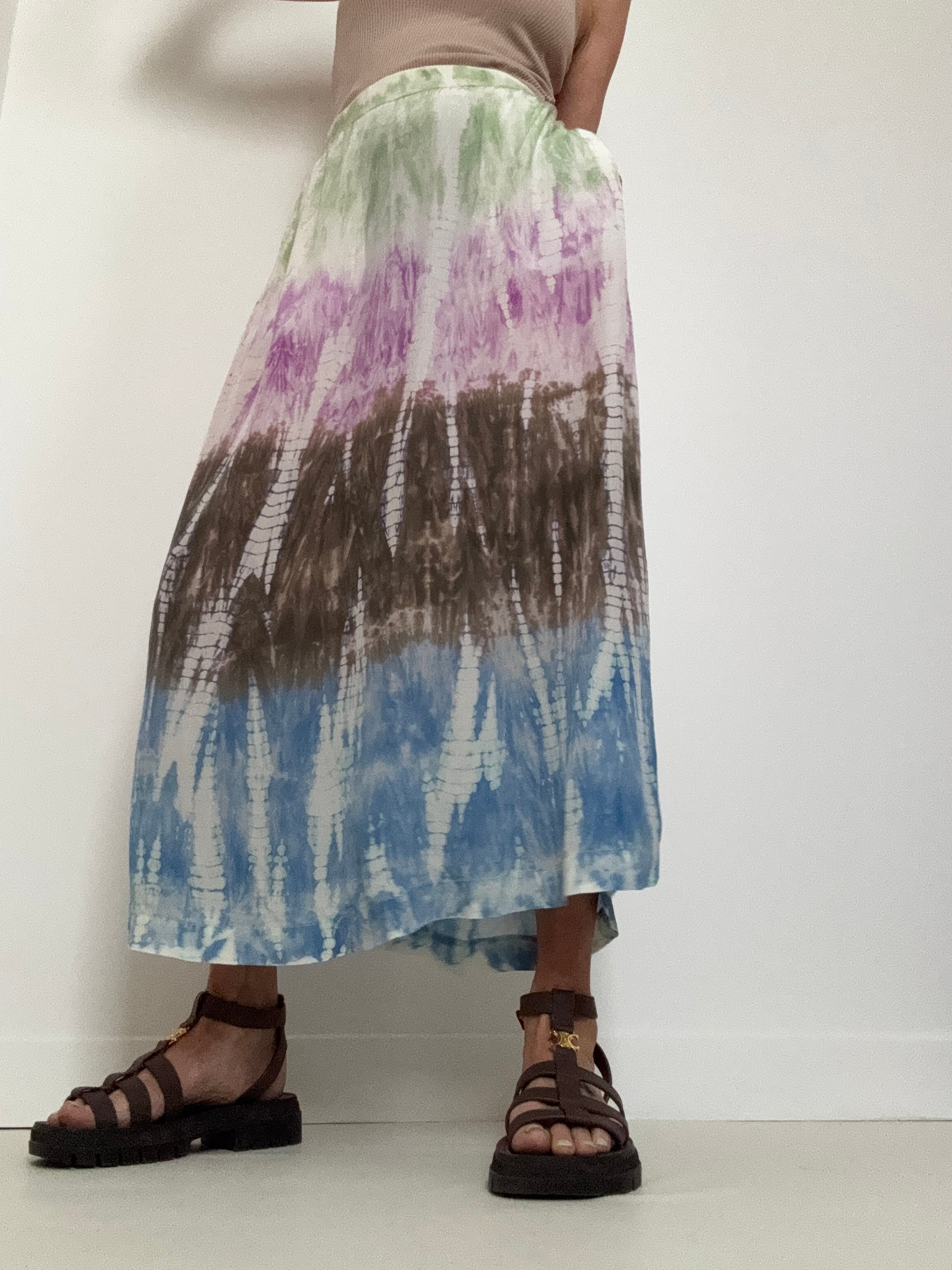 Project AJ 117 Skirts Silk Flora Skirt Multi Tiedye Purple
