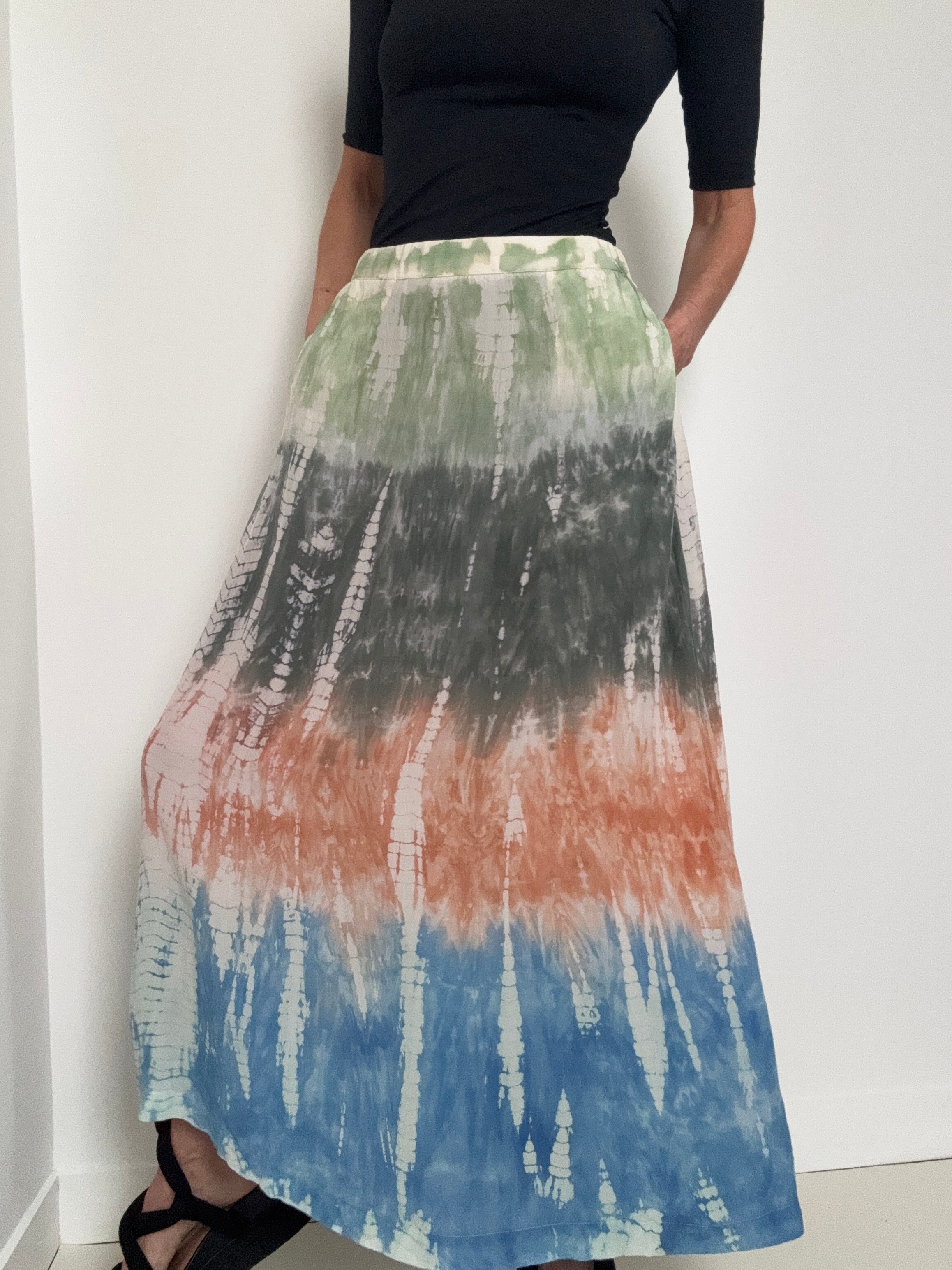 Project AJ 117 Skirts Silk Flora Skirt Multi Tiedye Terracotta