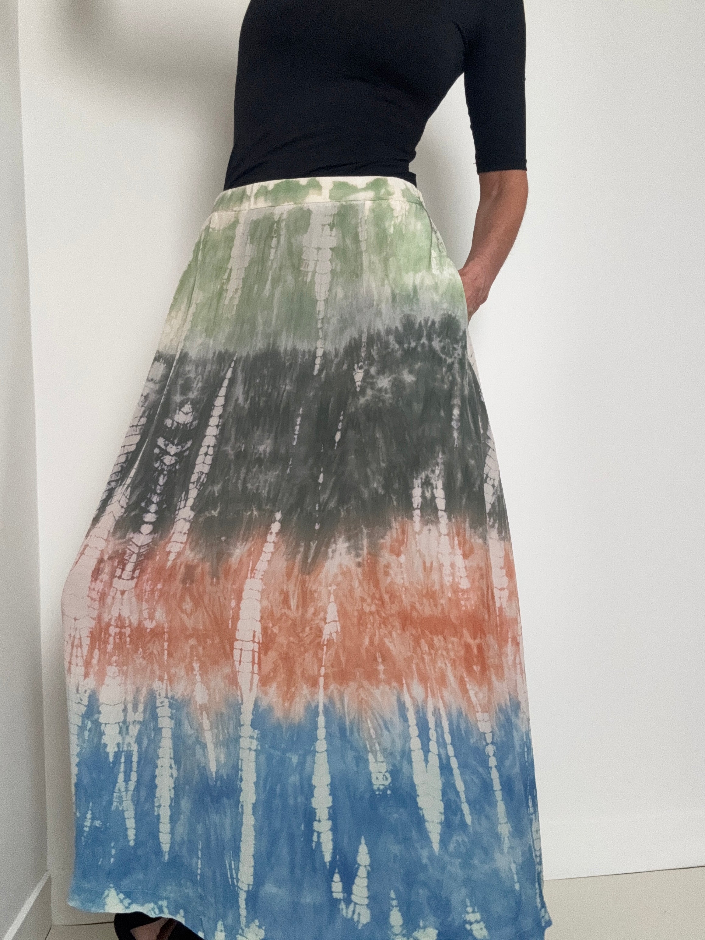 Project AJ 117 Skirts Silk Flora Skirt Multi Tiedye Terracotta