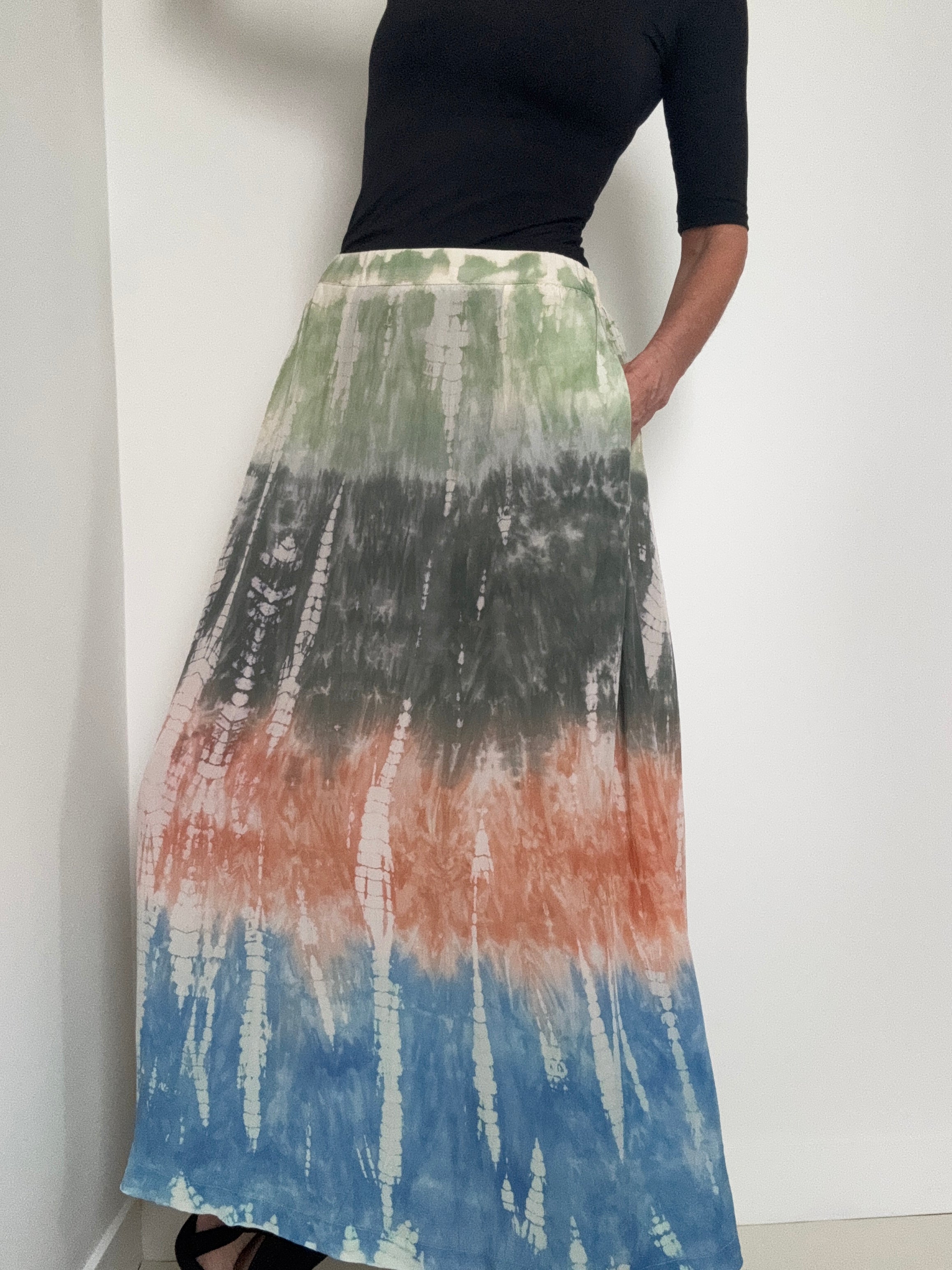 Project AJ 117 Skirts Silk Flora Skirt Multi Tiedye Terracotta