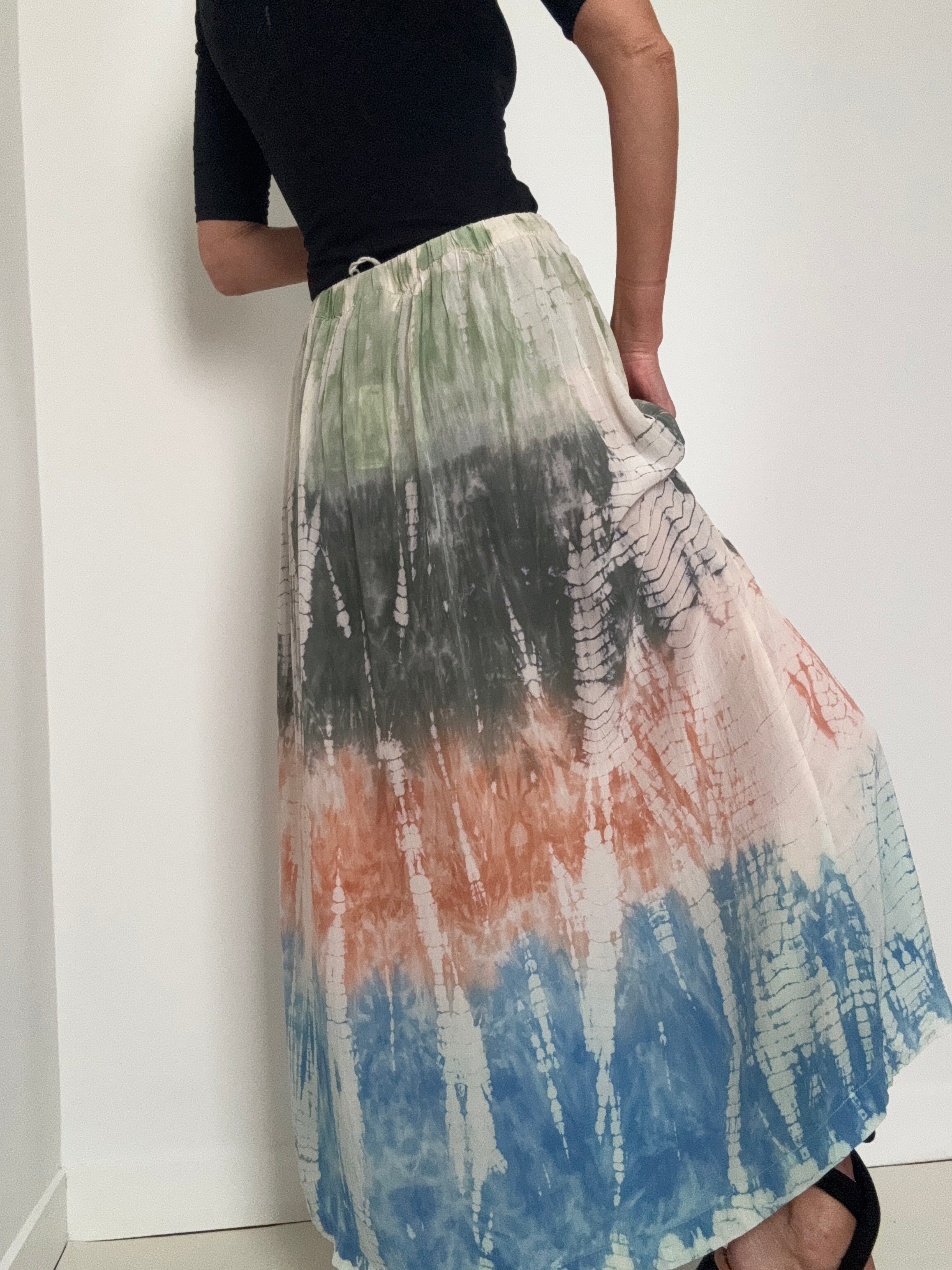 Project AJ 117 Skirts Silk Flora Skirt Multi Tiedye Terracotta