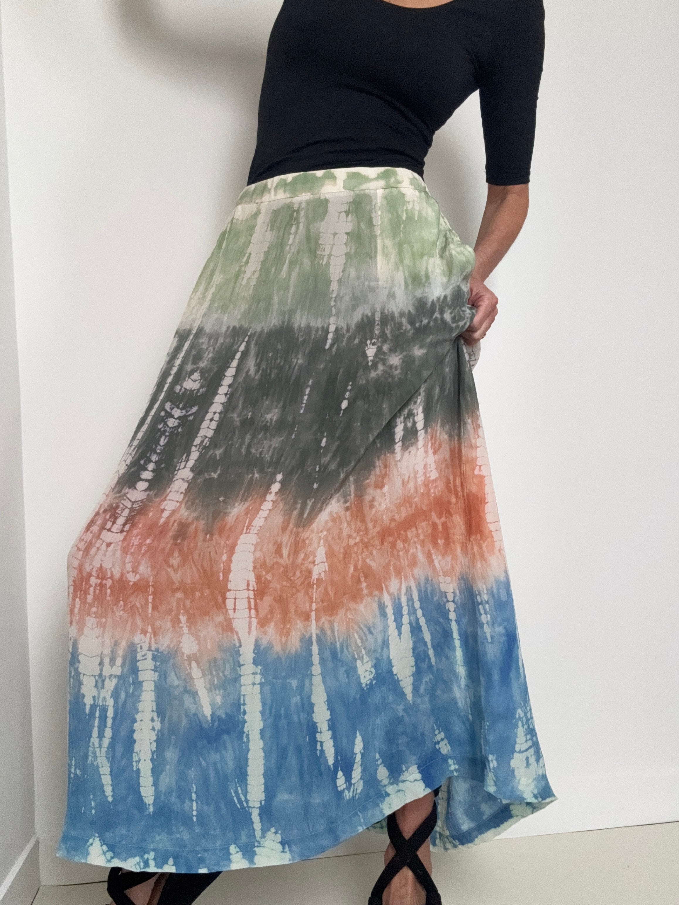 Project AJ 117 Skirts Silk Flora Skirt Multi Tiedye Terracotta