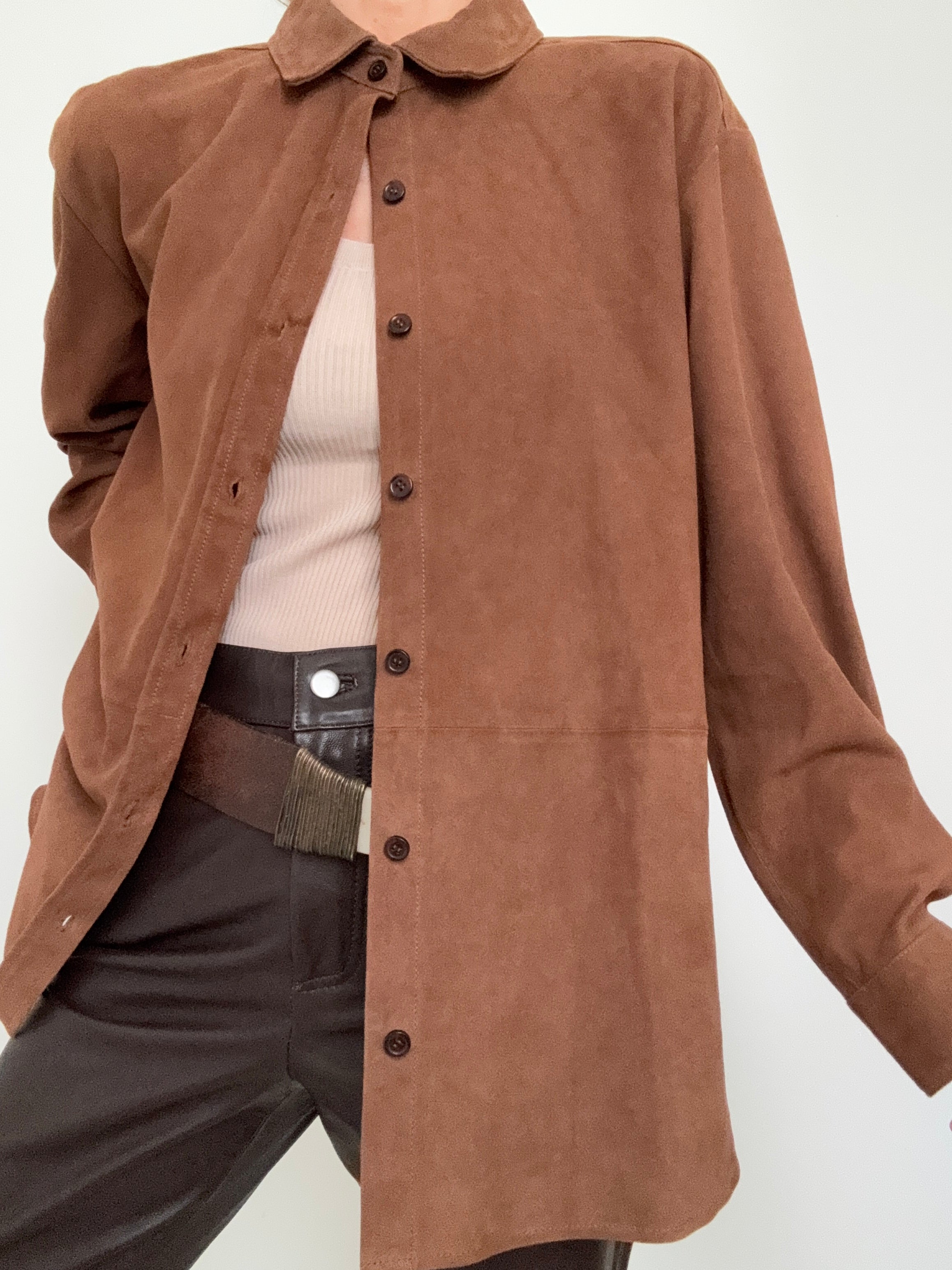 Quince Shirts Suede Overshirt Coco
