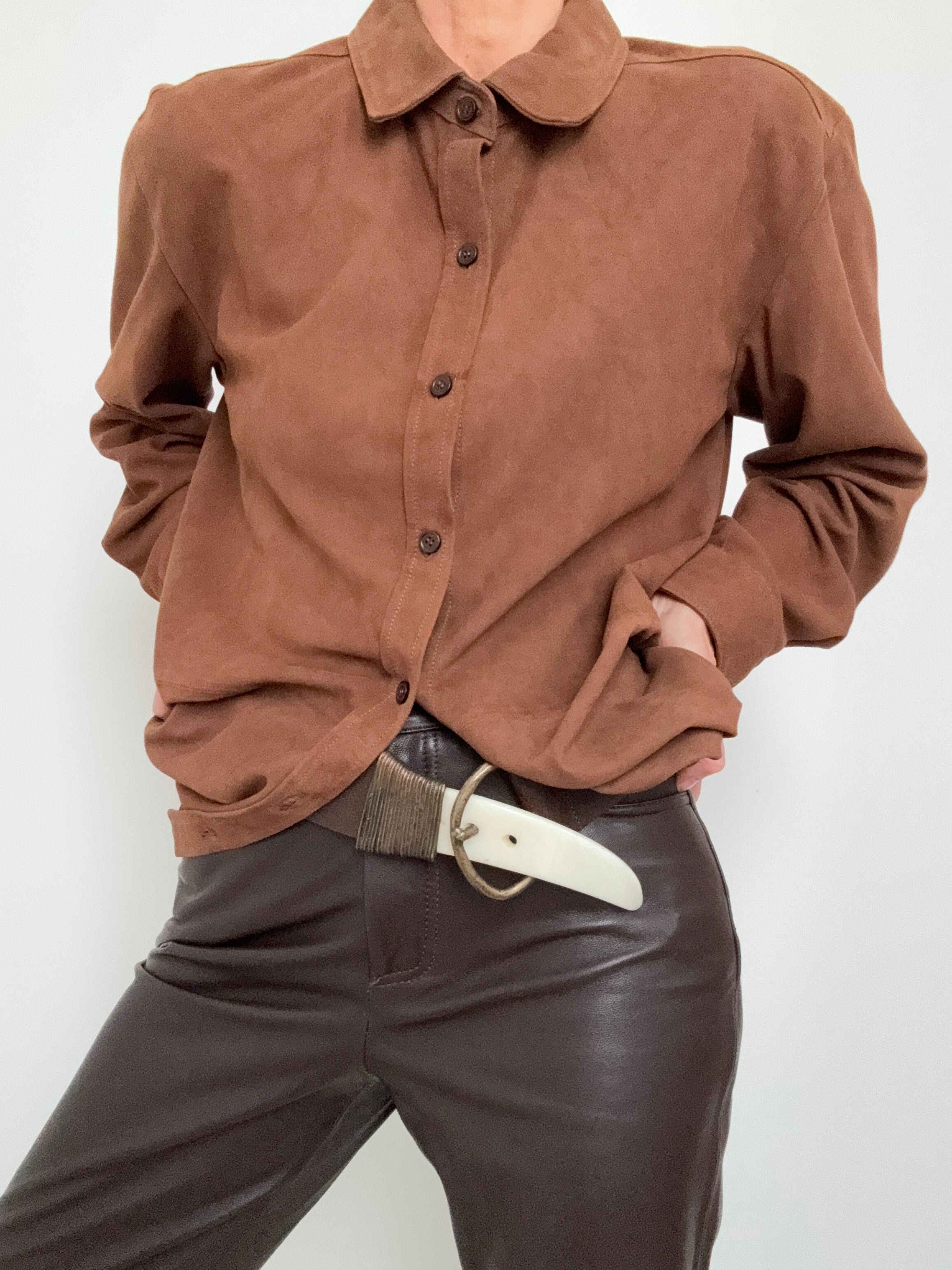 Quince Shirts Suede Overshirt Coco