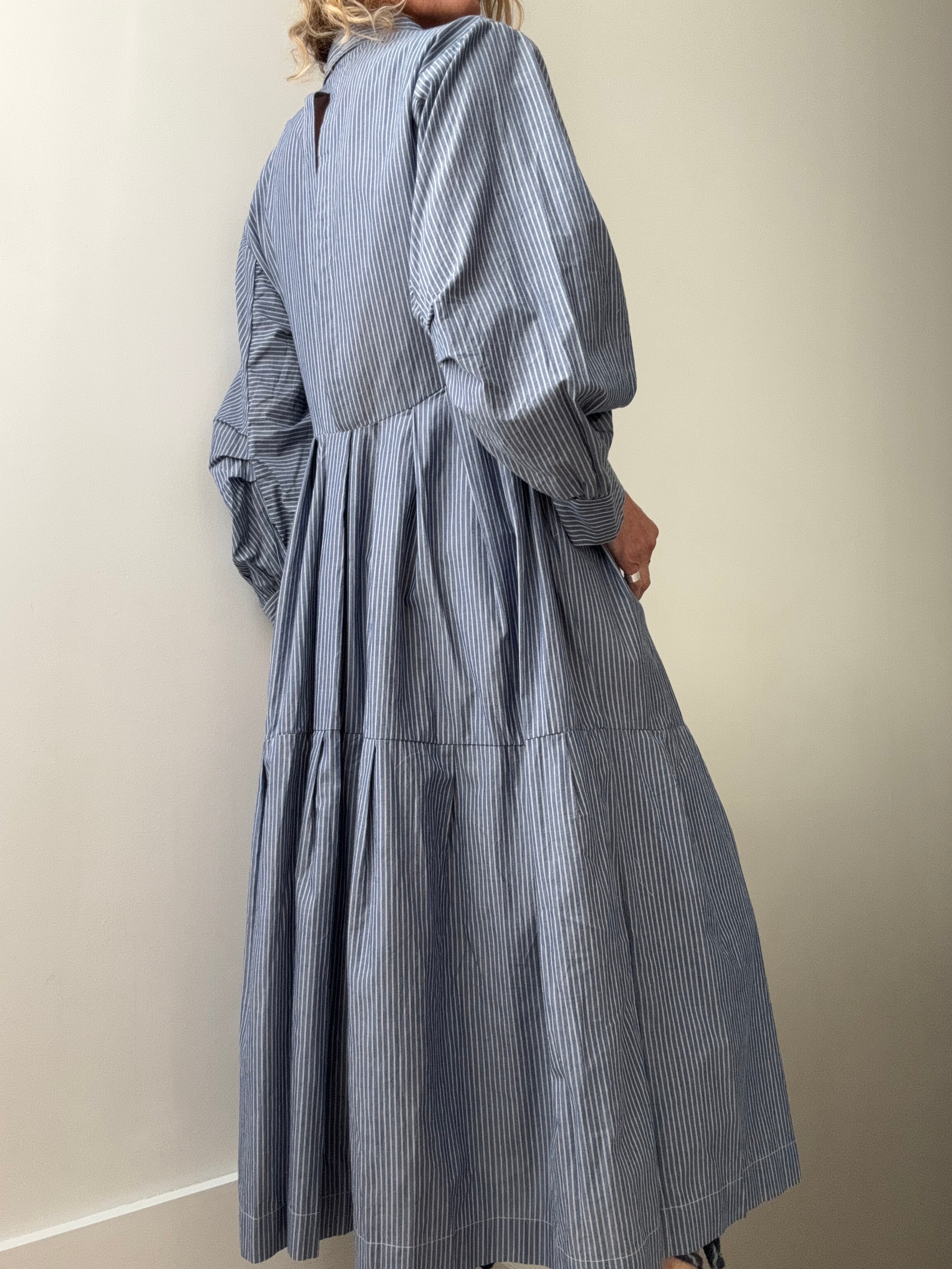 Navy Stripe Backless ShirtDress | Dresses