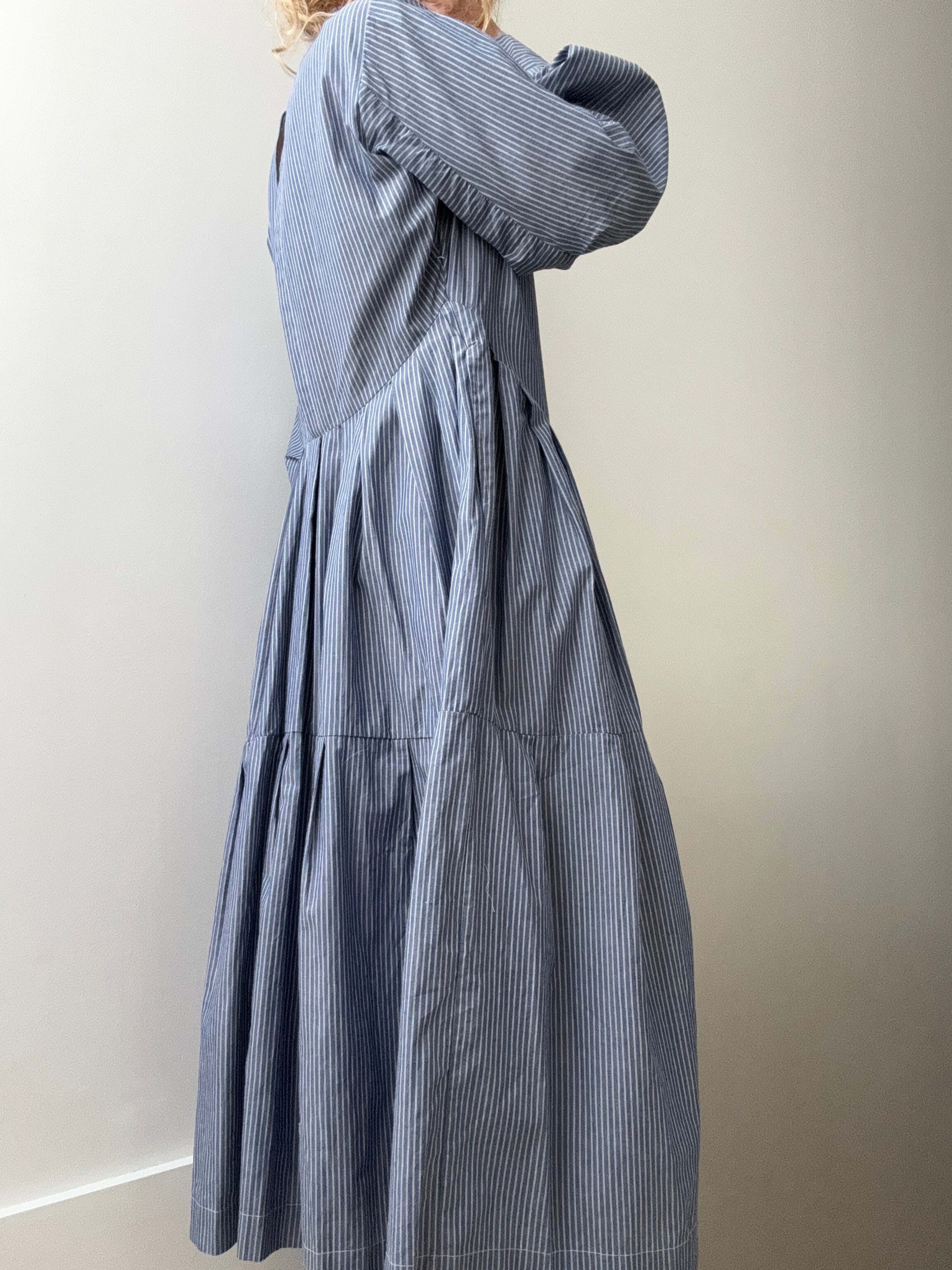 Navy Stripe Backless ShirtDress | Dresses