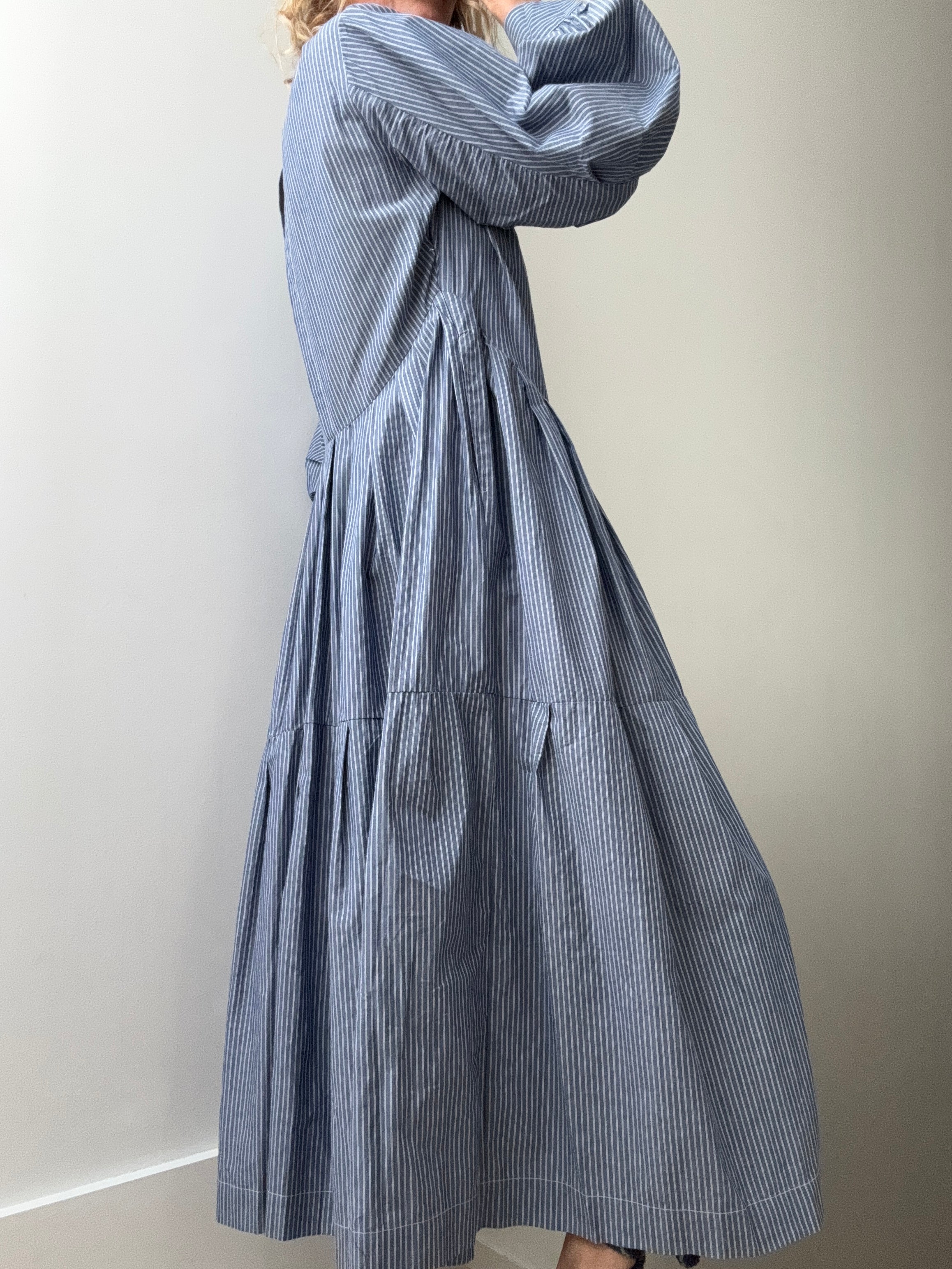 Navy Stripe Backless ShirtDress | Dresses