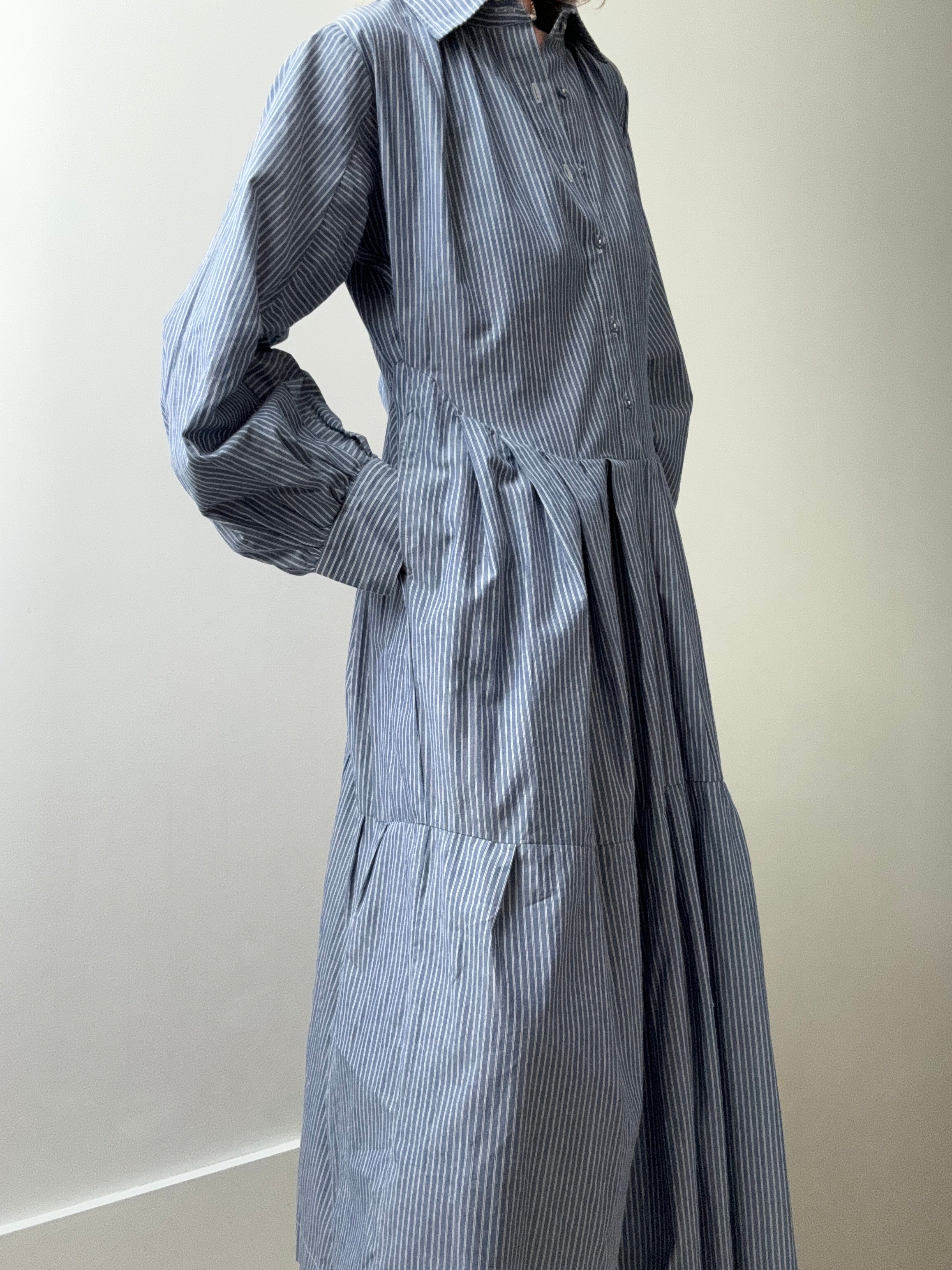 Navy Stripe Backless ShirtDress | Dresses