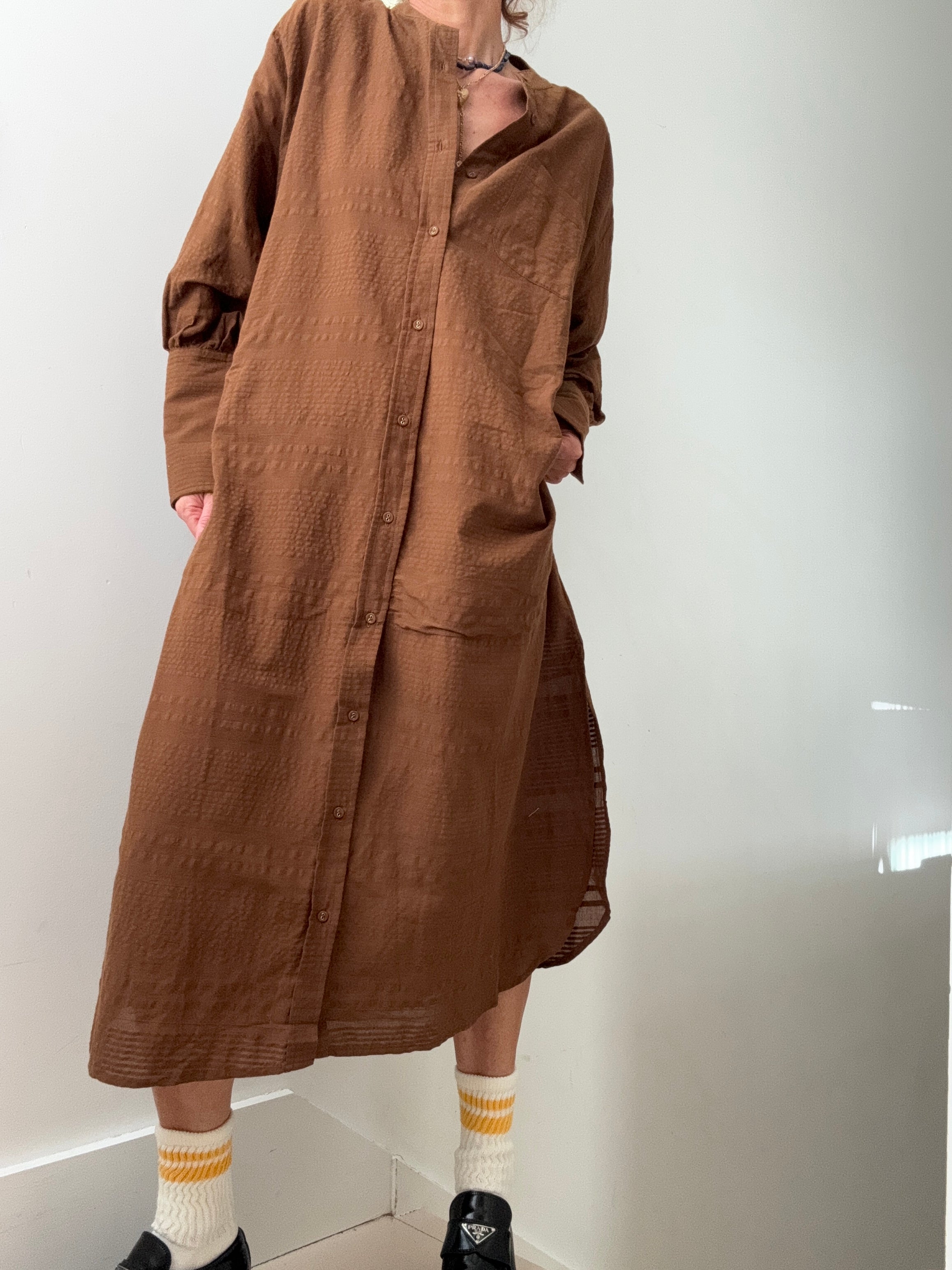Rabens Saloner Amila Kaftan Dress Brown | Dresses
