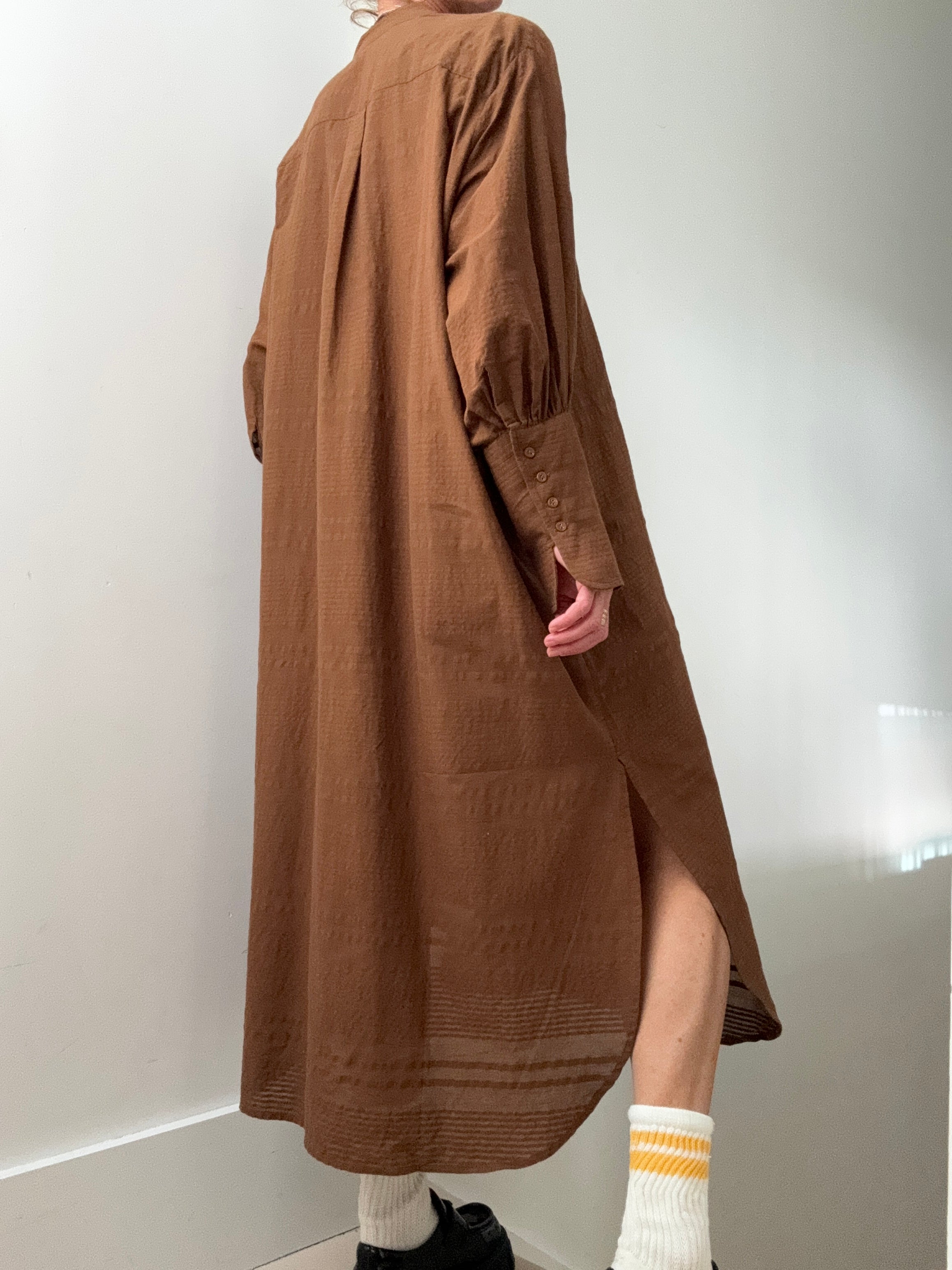 Rabens Saloner Amila Kaftan Dress Brown | Dresses