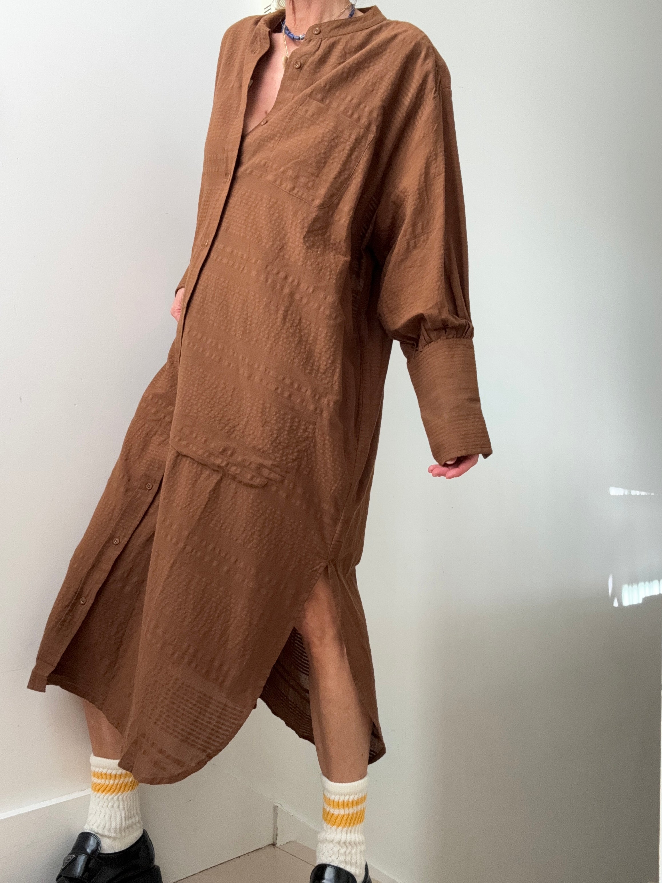 Rabens Saloner Amila Kaftan Dress Brown | Dresses