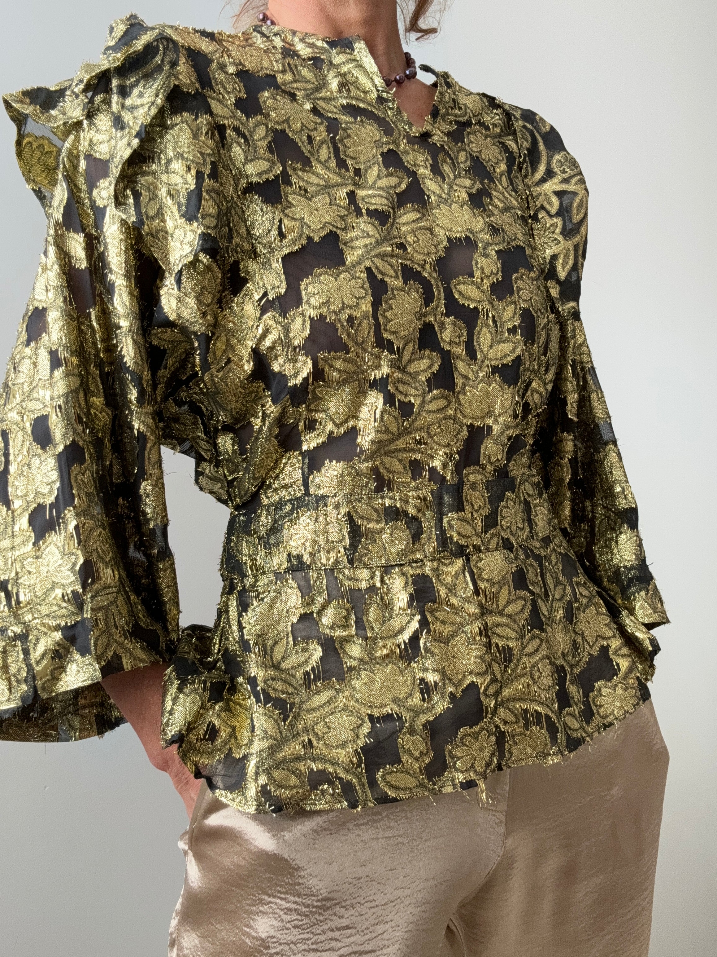 Rabens Saloner Lurex Blouse Joy Forest | Blouses