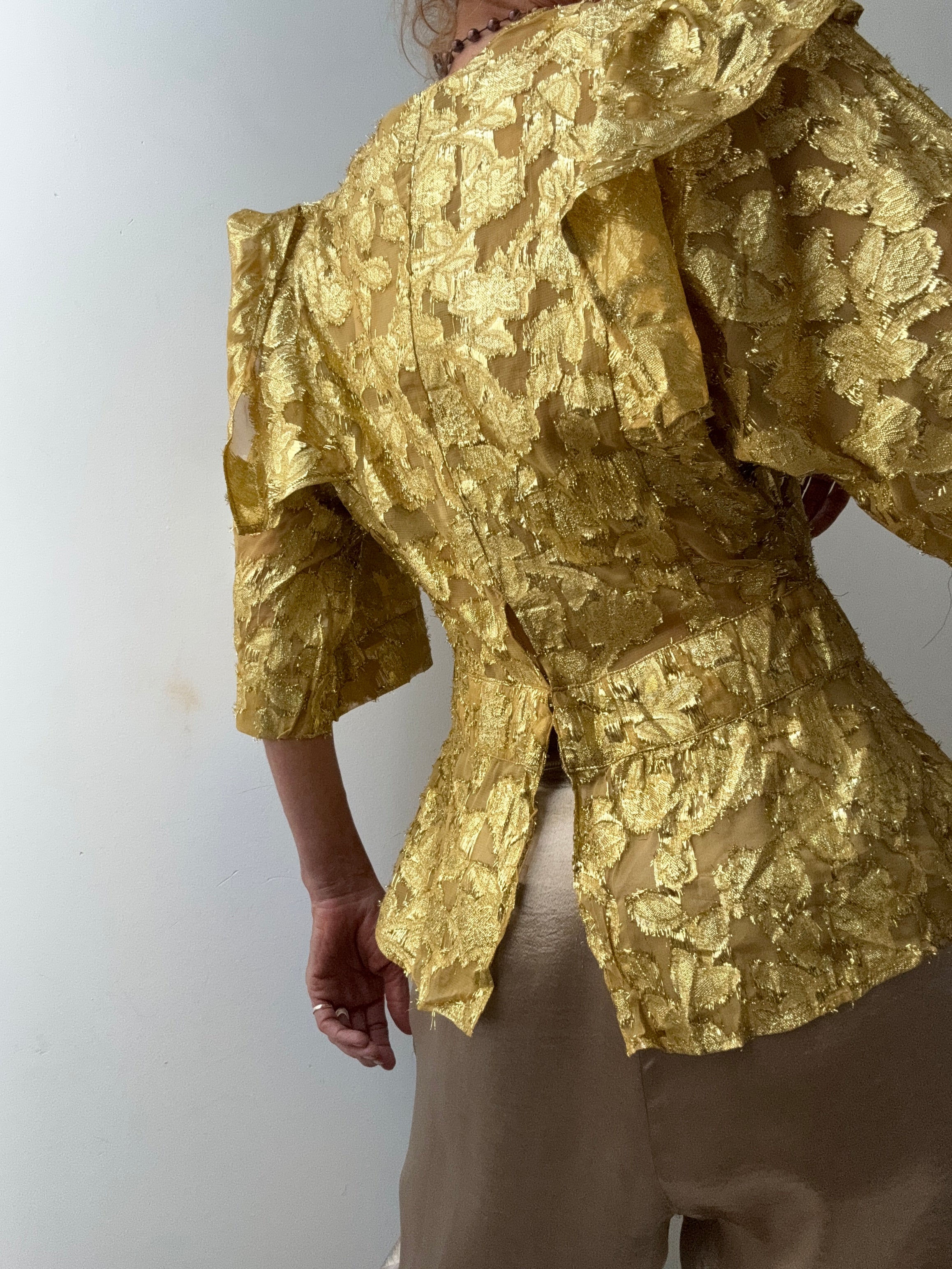 Rabens Saloner Shirts Rabens Saloner Lurex Blouse Joy Mustard
