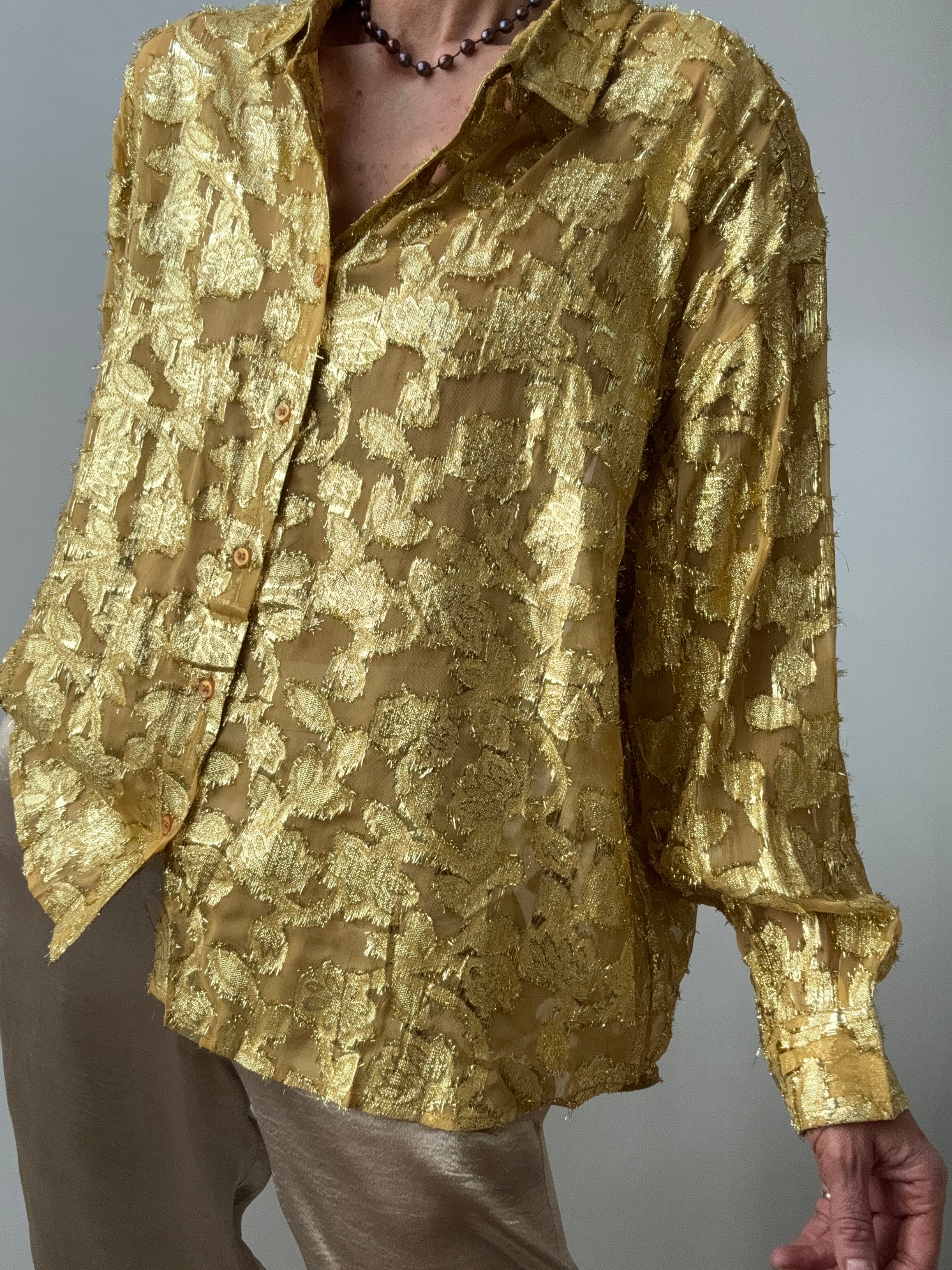 Rabens Saloner Shirts Statement Lurex Shirt Mustard