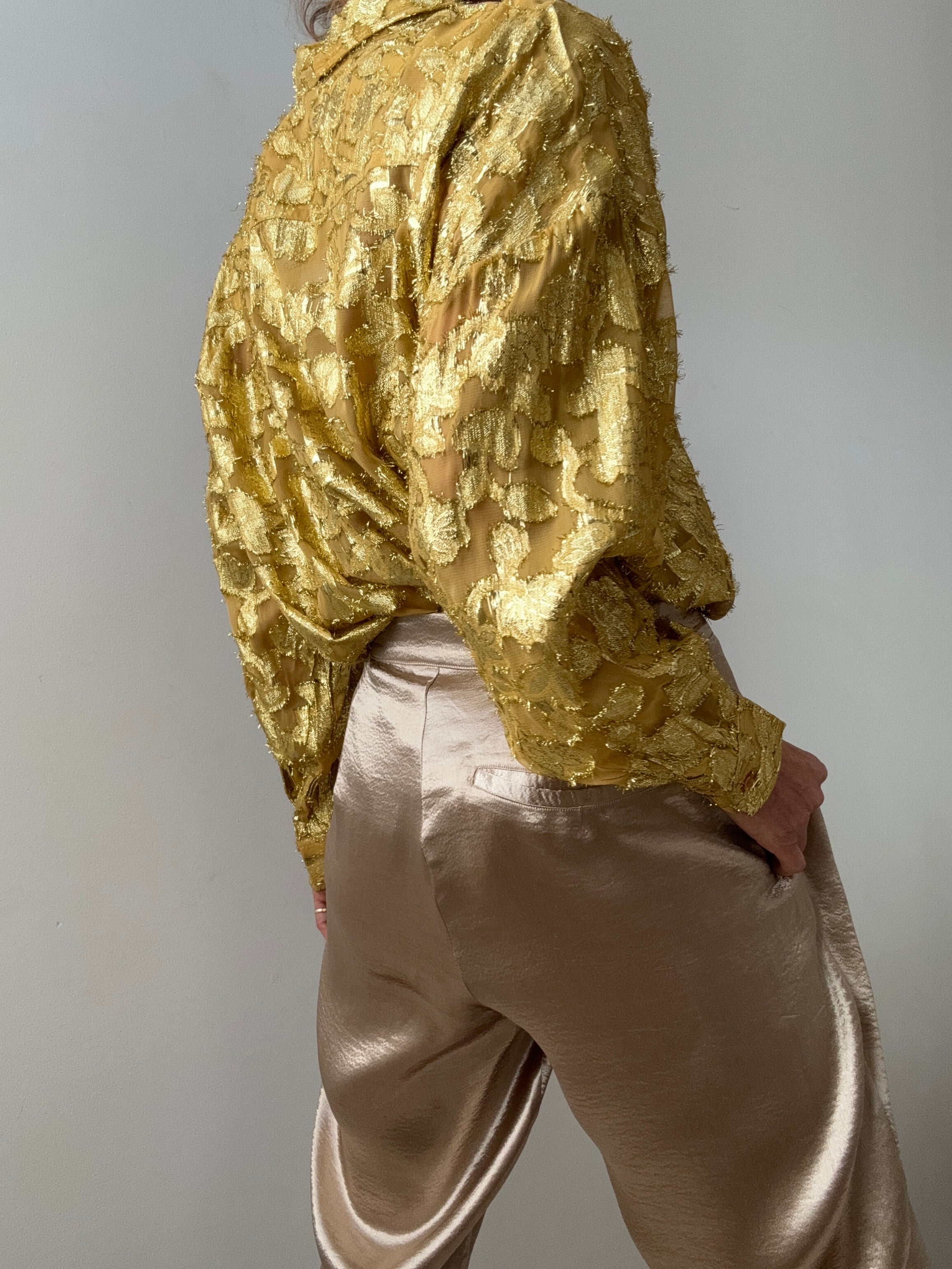 Rabens Saloner Shirts Statement Lurex Shirt Mustard
