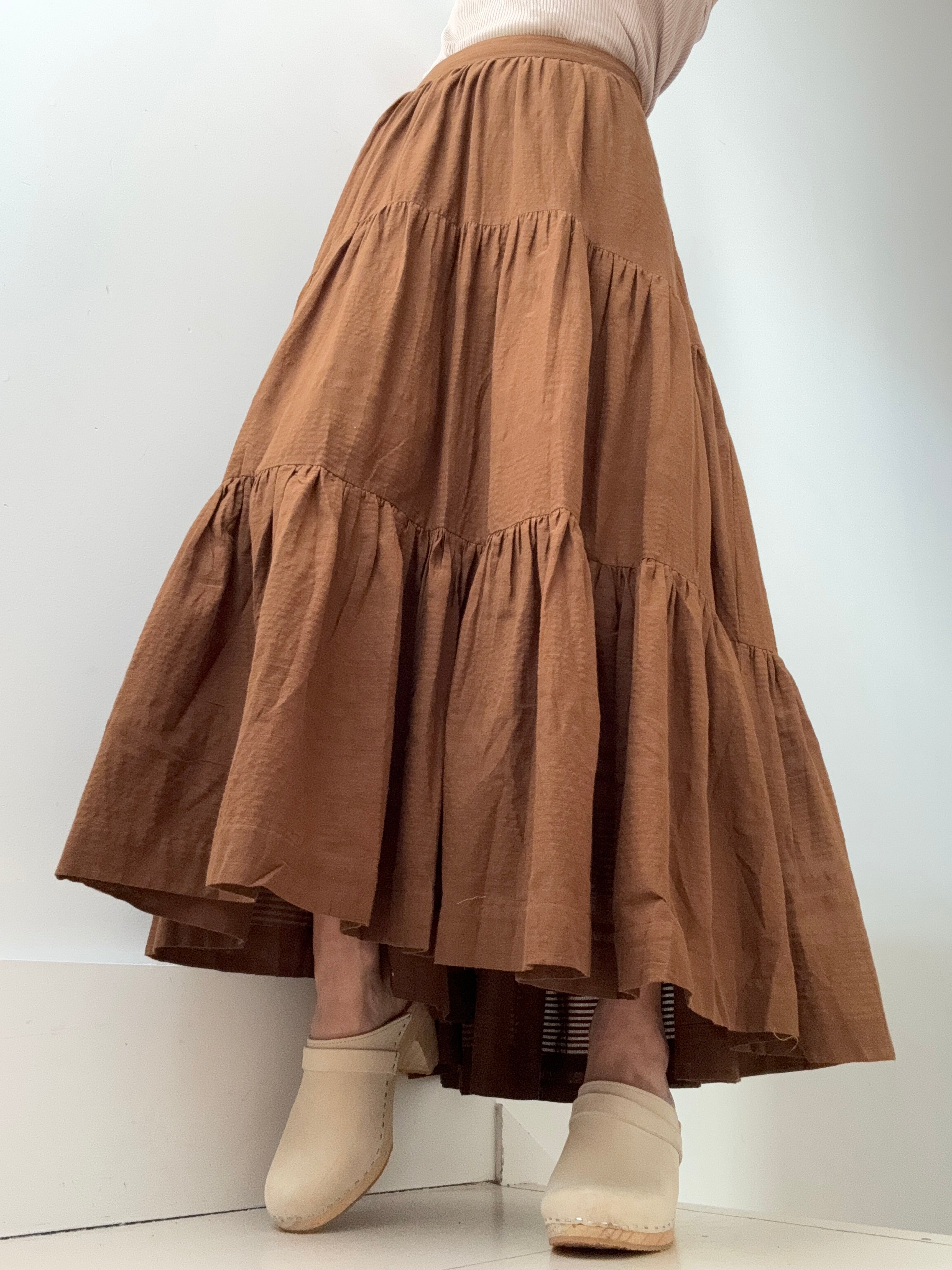 Rabens Saloner Tiered Skirt Chocolate | Skirts