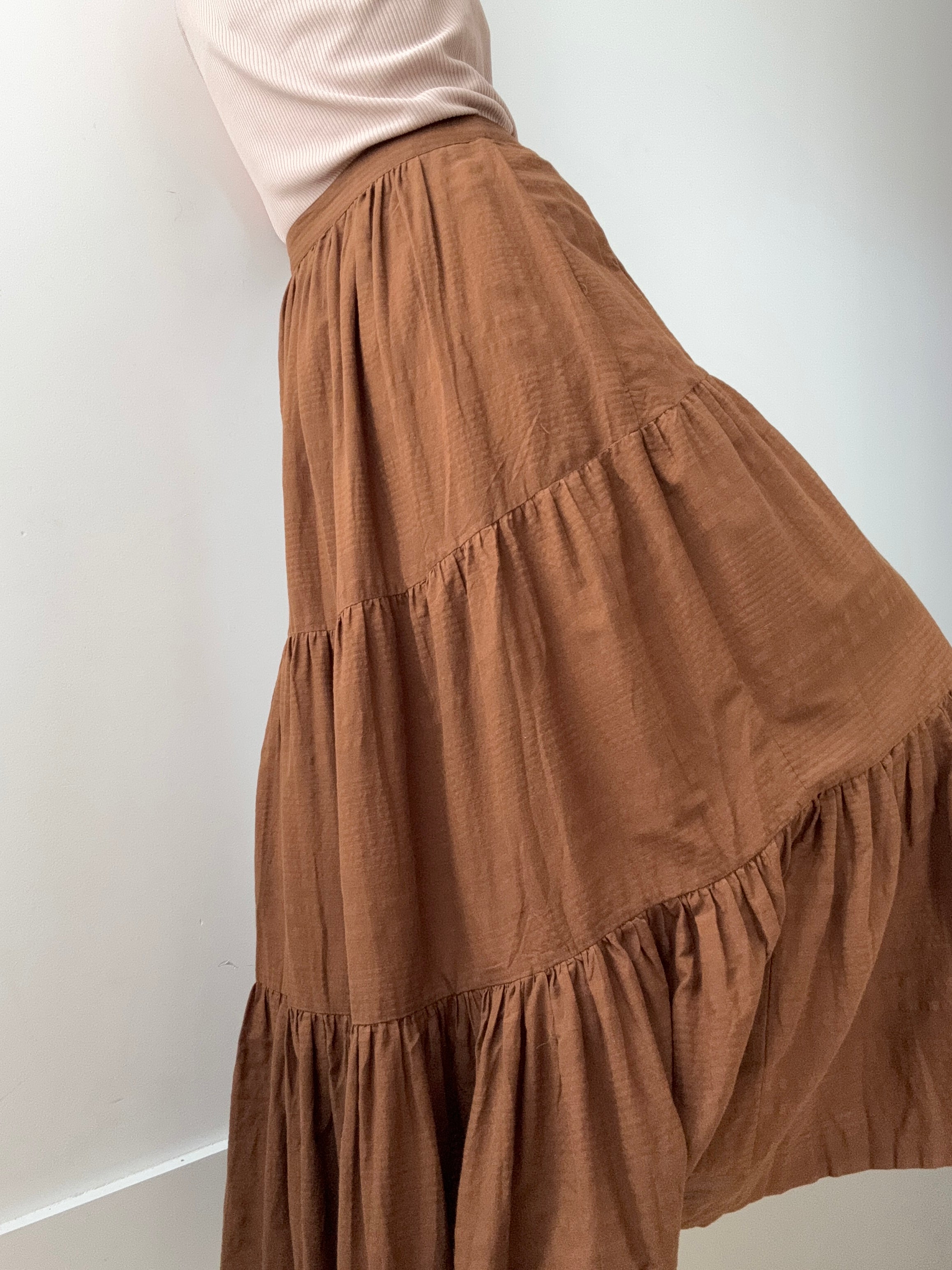 Rabens Saloner Tiered Skirt Chocolate | Skirts
