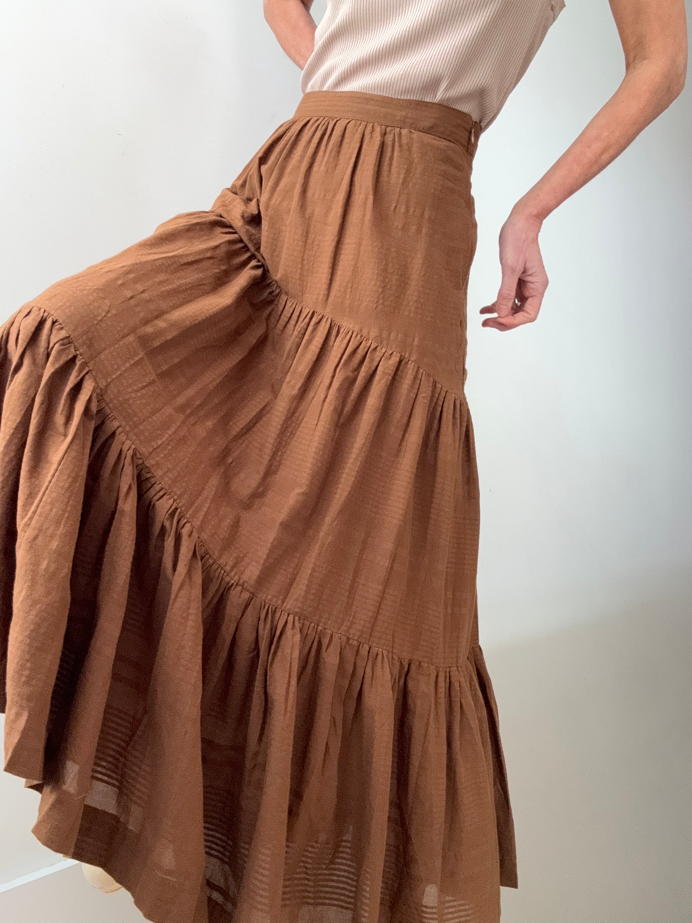 Rabens Saloner Tiered Skirt Chocolate | Skirts