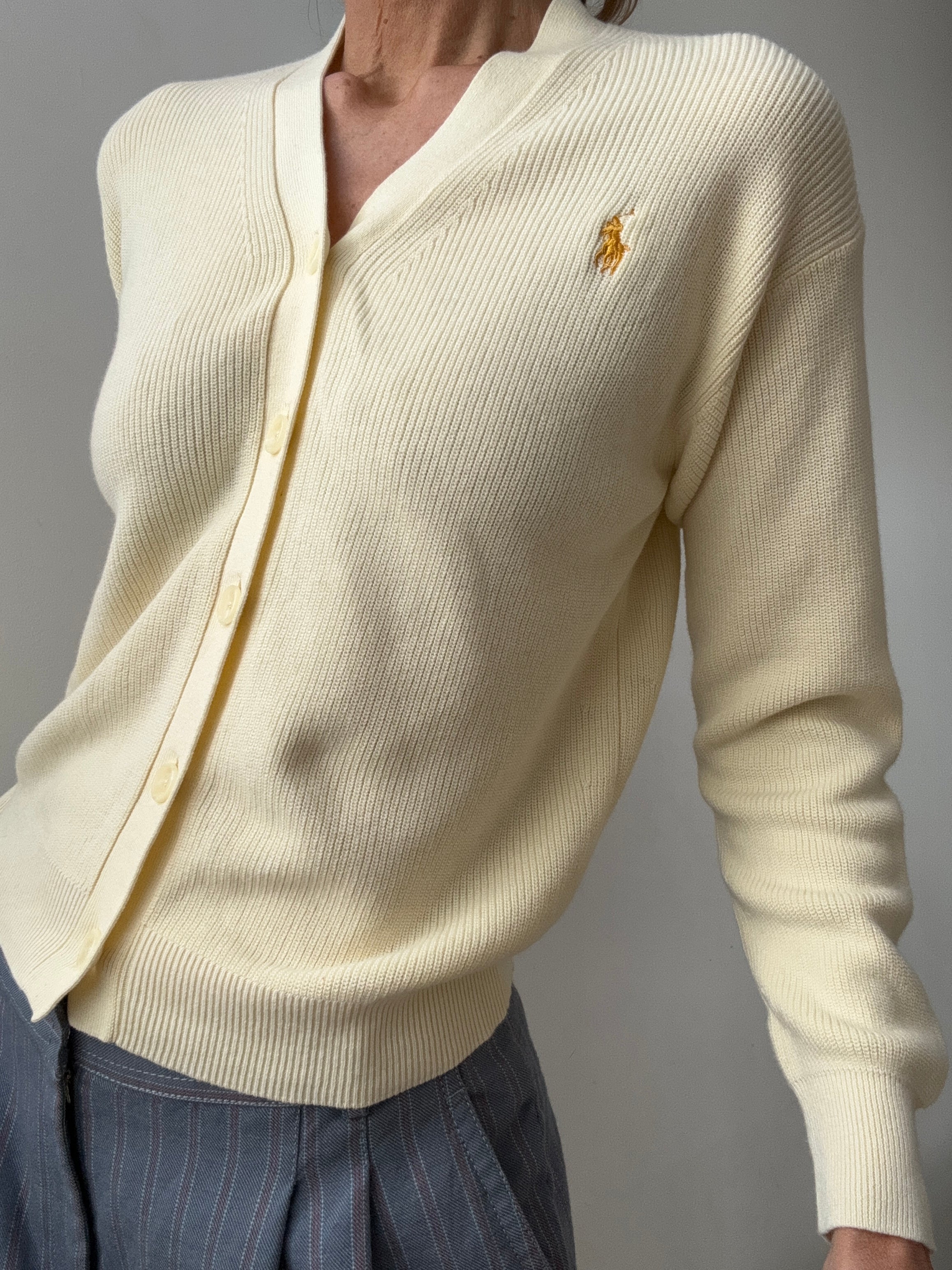 Ralph Lauren Ribbed Cardigan Cream | Cardigans