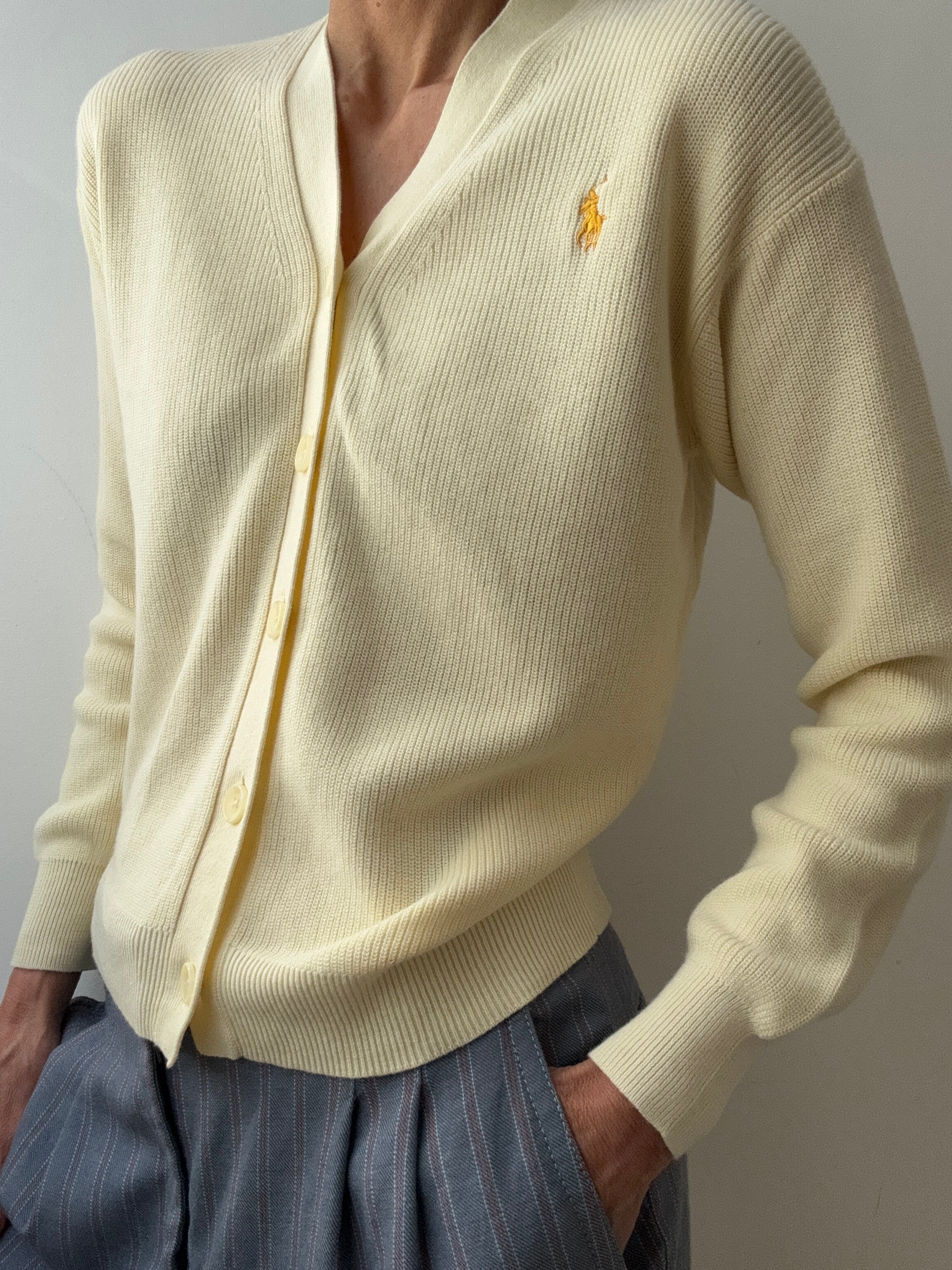 Ralph Lauren Ribbed Cardigan Cream | Cardigans