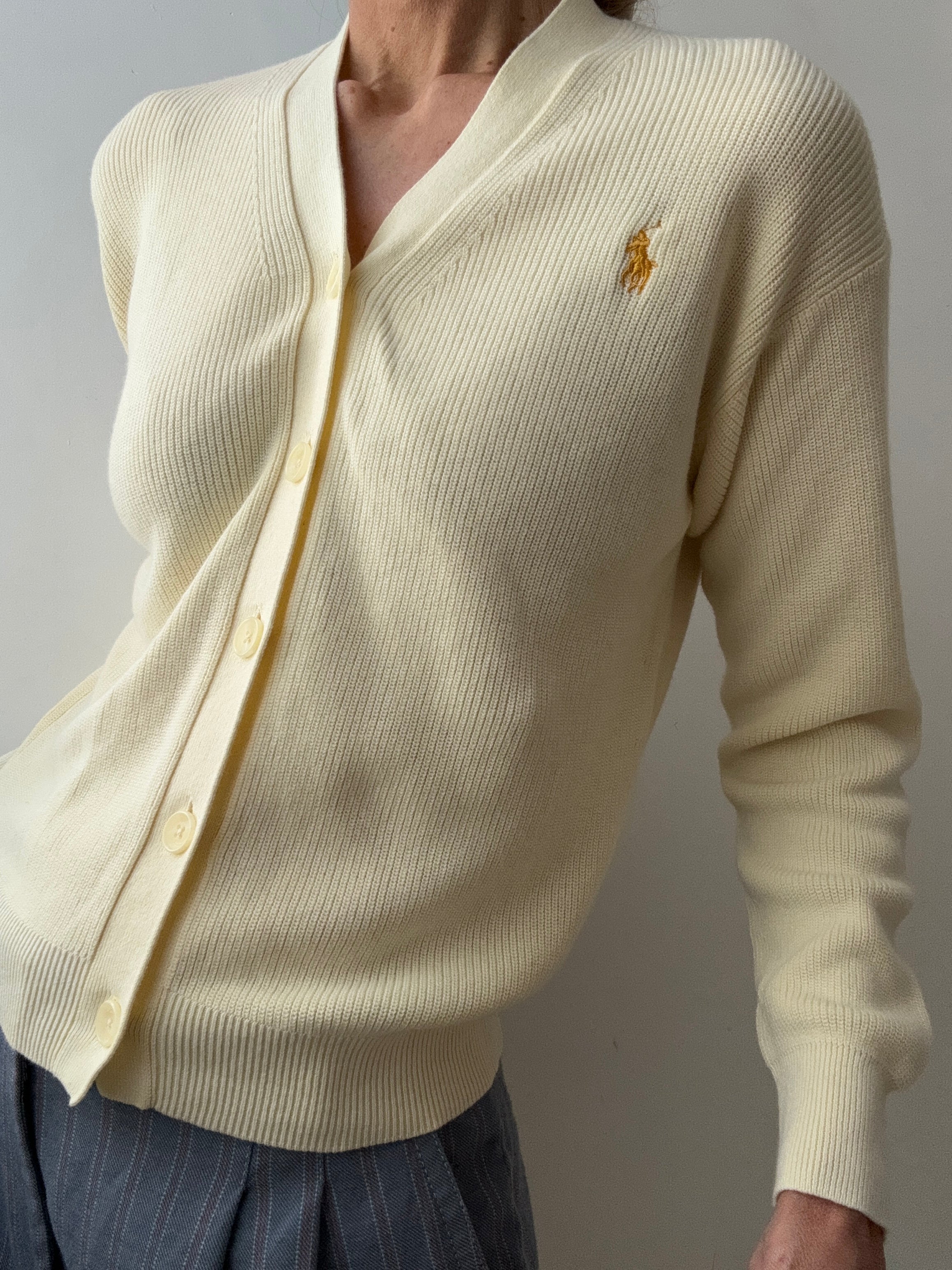 Ralph Lauren Ribbed Cardigan Cream | Cardigans