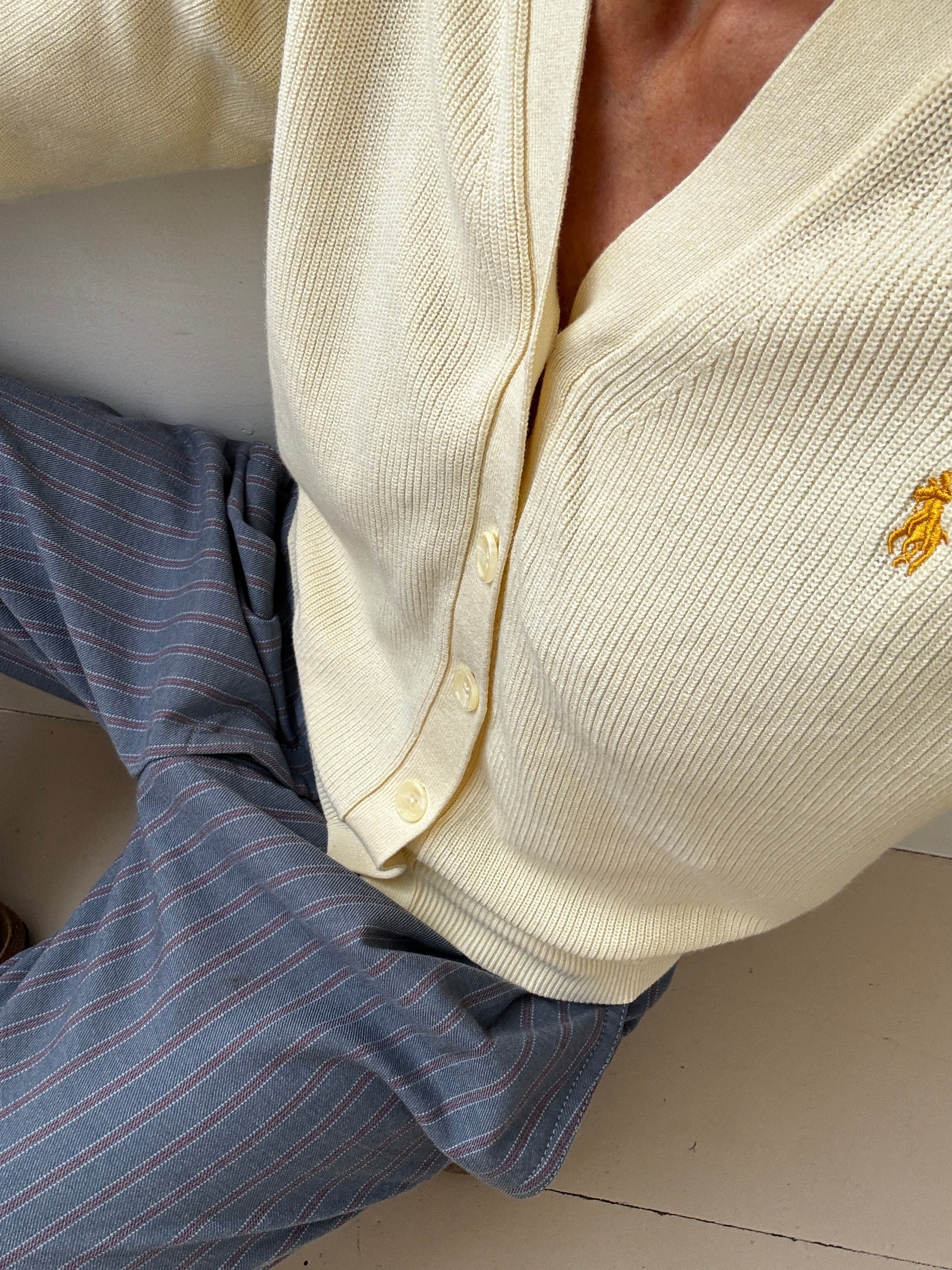 Ralph Lauren Ribbed Cardigan Cream | Cardigans