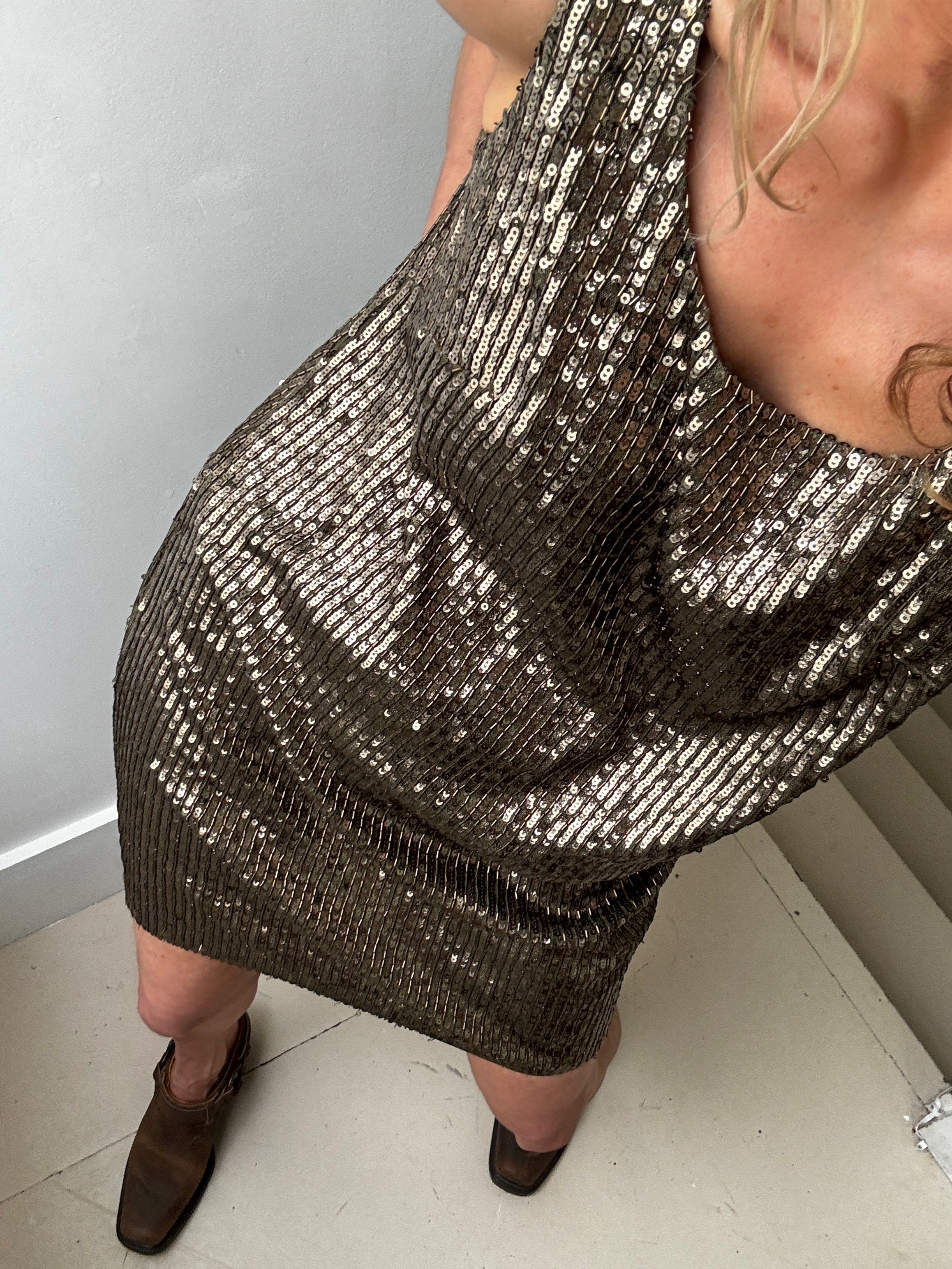 Sleeveless Cocktail Dress Olive Fern Bronze | Dresses